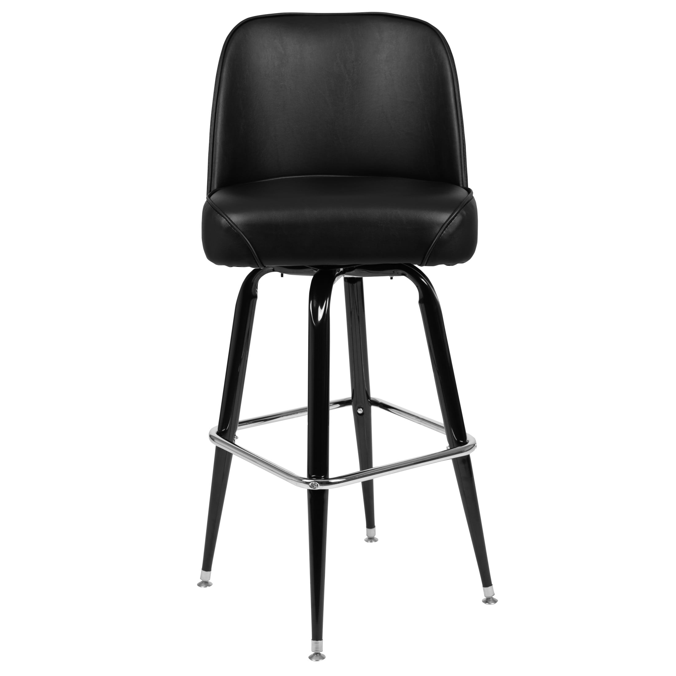 Flash Furniture James Vinyl Upholstered Modern Metal Swivel Barstool, Black - Image 2