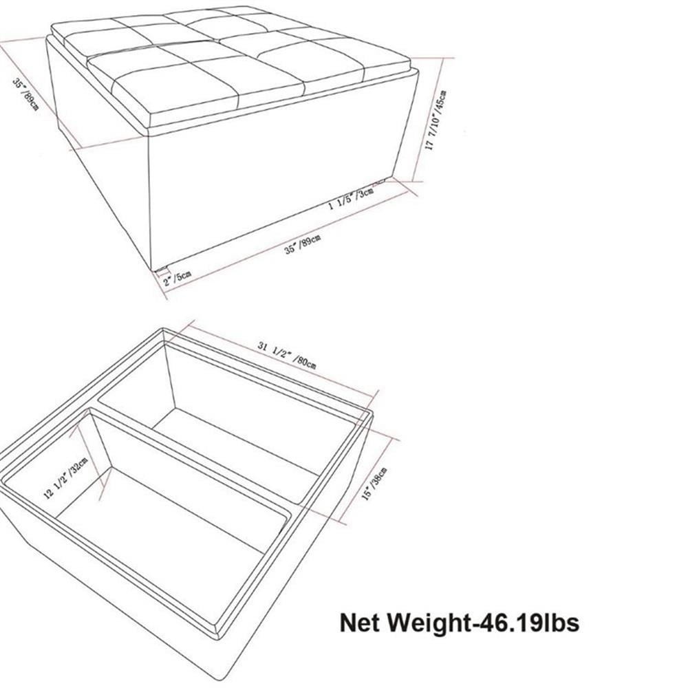 Simpli Home Avalon Coffee Table Storage Ottoman in Slate Gray - Image 4