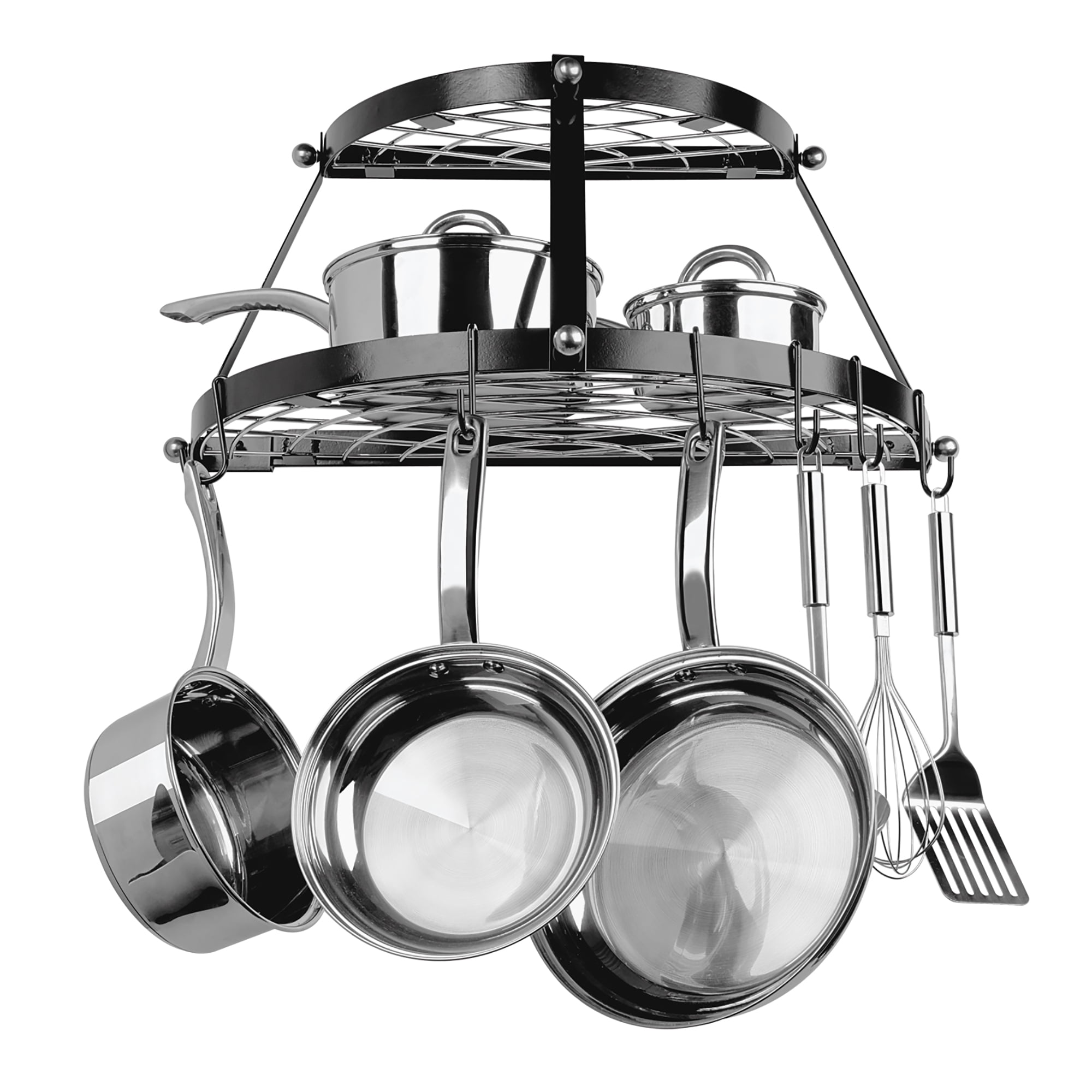 Range Kleen CW6002 Enameled Double Shelf 12 inches Tall Wall Mounted Pot Rack - Black - Image 3