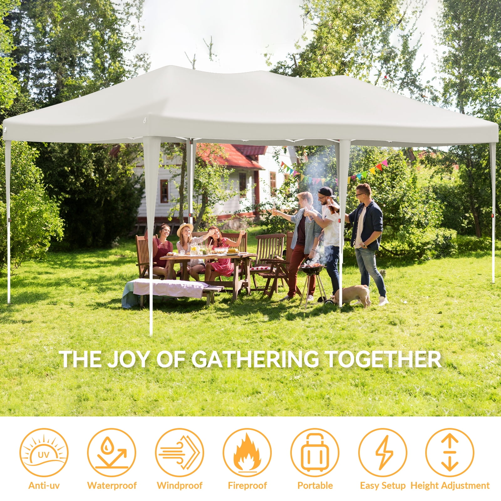 VECUKTY 10 x 20ft Pop up Canopy Tent with 6 Sidewalls, Wheeled Bag, Shelter for Outdoor Shade,White - Image 4