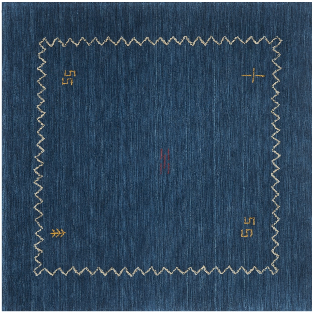 SAFAVIEH Himalaya Yvonne Chevron Bordered Wool Area Rug, Blue, 6' x 6' Round - Image 7