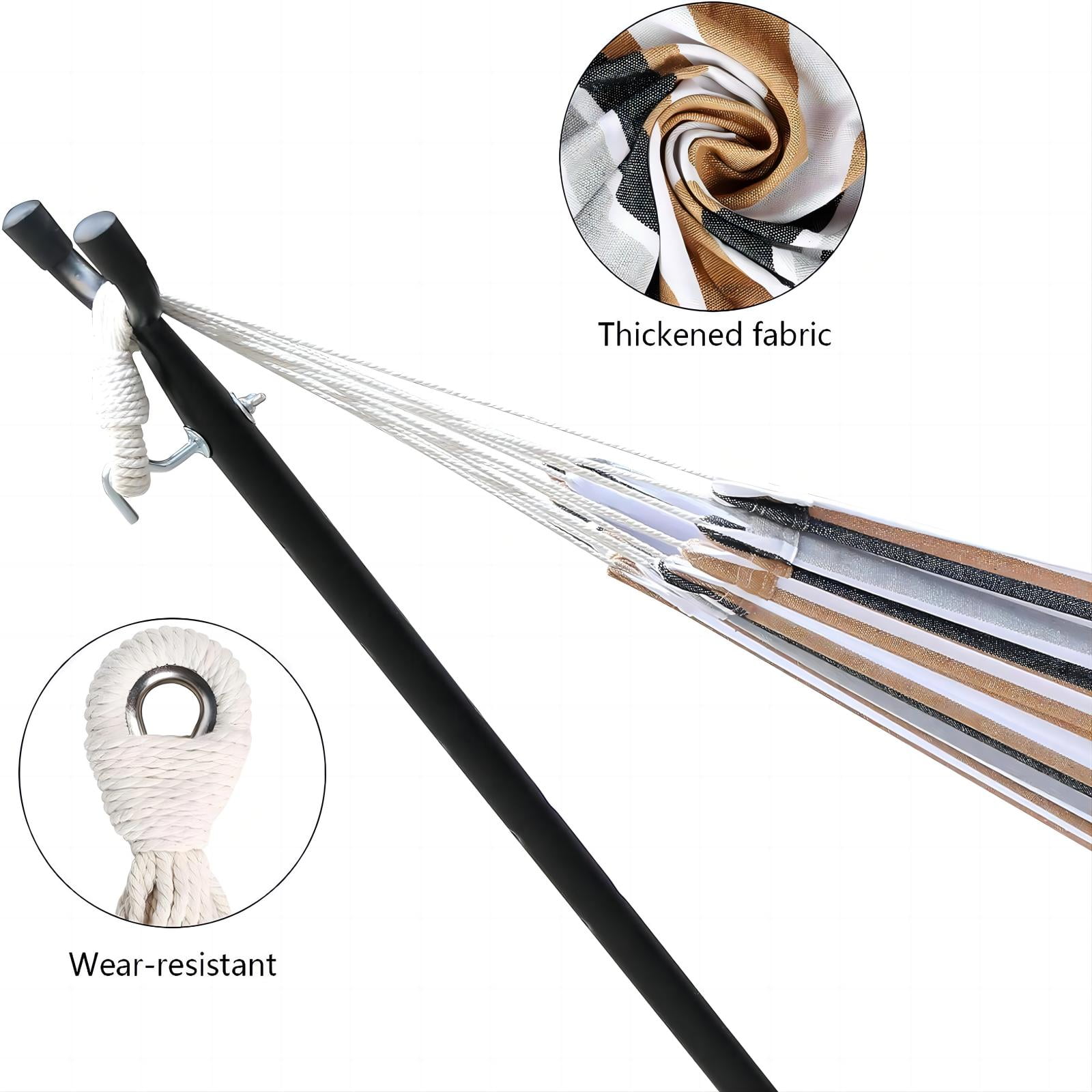 Vebreda 2-Person Brazilian-Style Cotton Double Hammock with Stand Set w/ Carrying Bag - Brown - Image 3