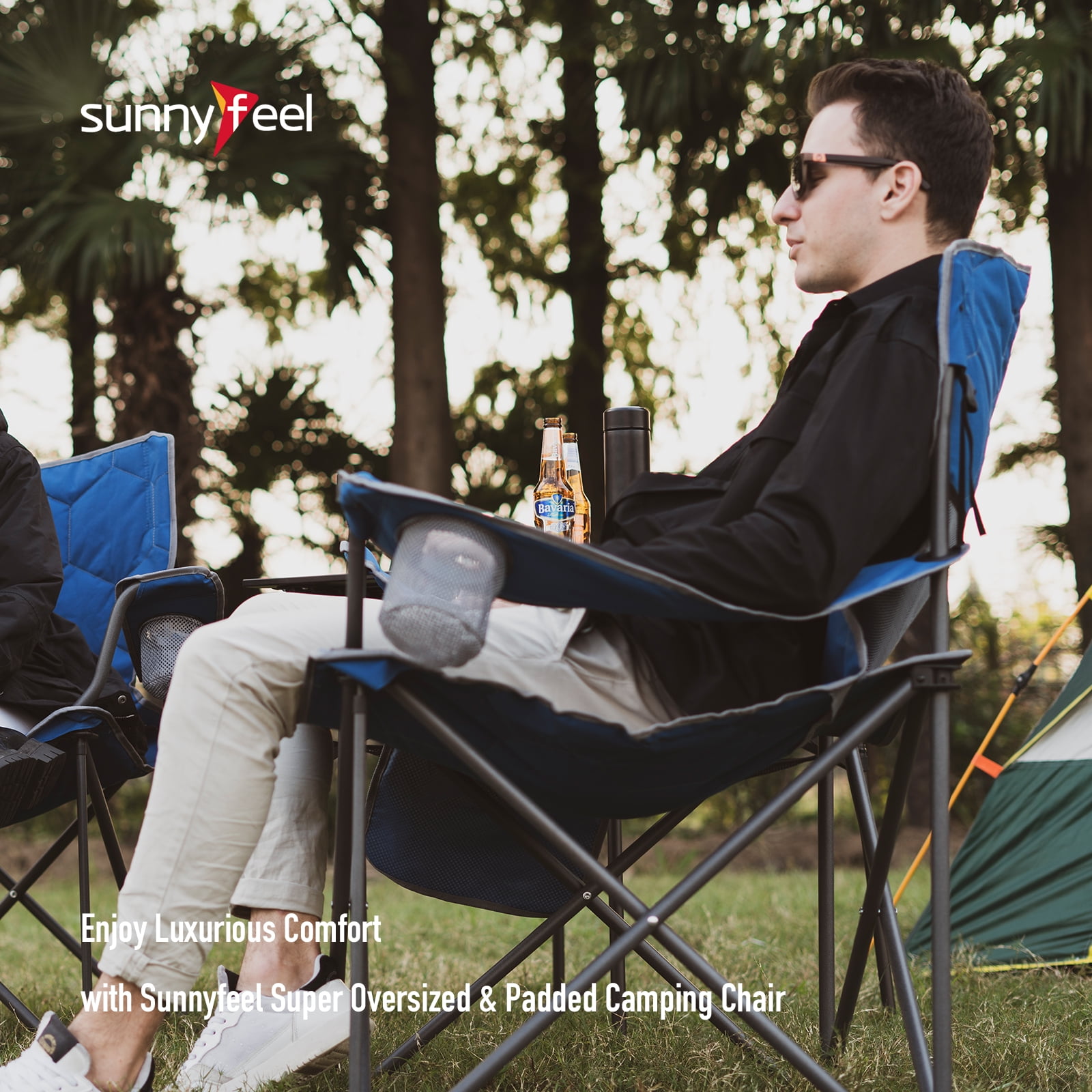 Sunnyfeel XXL Oversized Padded Camping Chair, Heavy Duty 500 LBS, Ideal for Tall People Above 6'4, Grey - Image 5