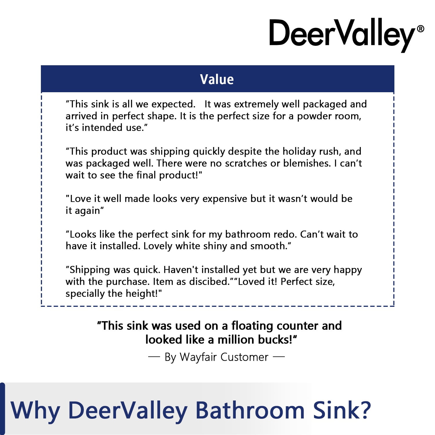 DeerValley DV-1V032 White Ceramic Rectangular Vessel Sink Above Counter White Bathroom Vanity Sink Bathroom Sink Art Basin (19.92'' L x 14'' W x 4.37'' H) - Image 13