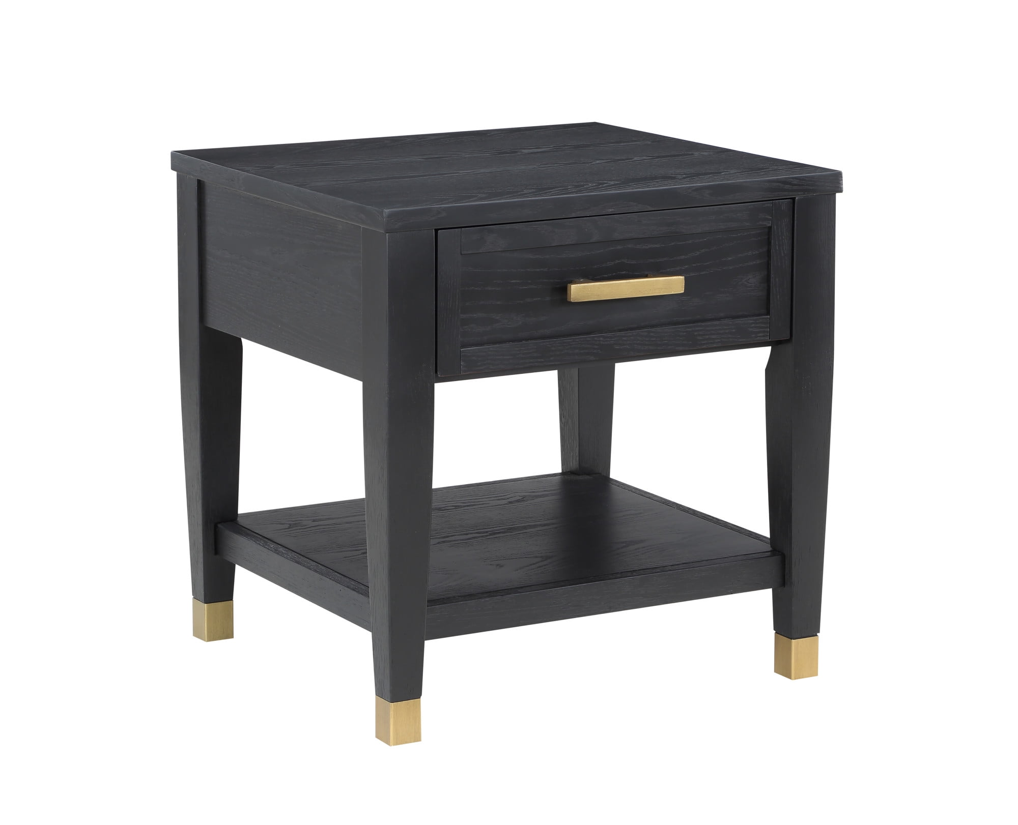 Yves Rubbed Charcoal Wood 1-drawer End Table - Image 3