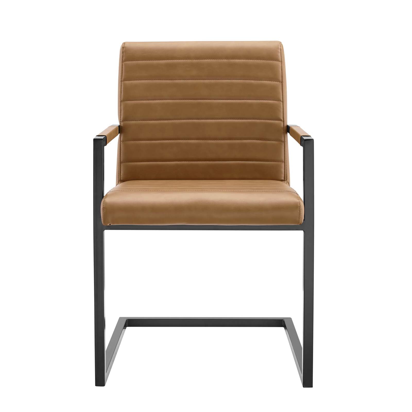 Modway Savoy Vegan Leather Dining Chairs - Set of 2 in Tan - Image 8