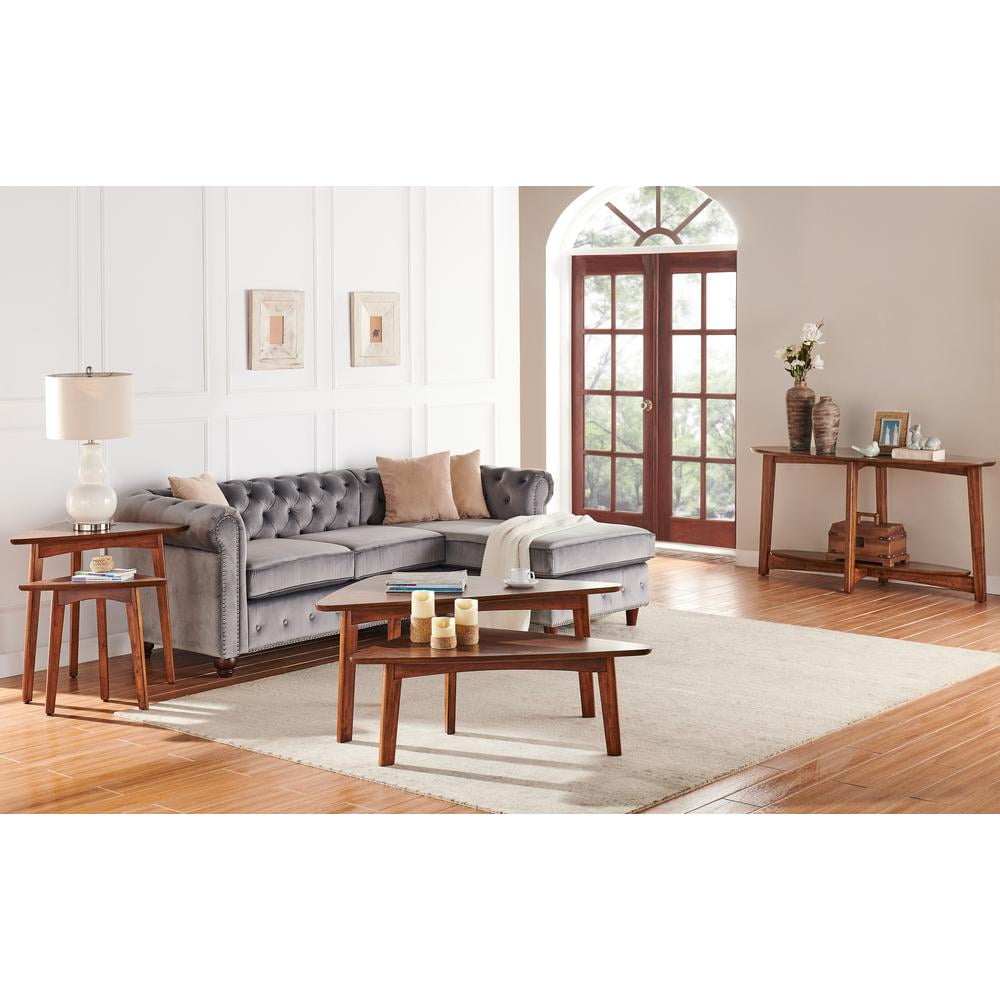 Alaterre Monterey 60"L Console/Media Mid-Century Modern Wood Table, Warm Chestnut - Image 4