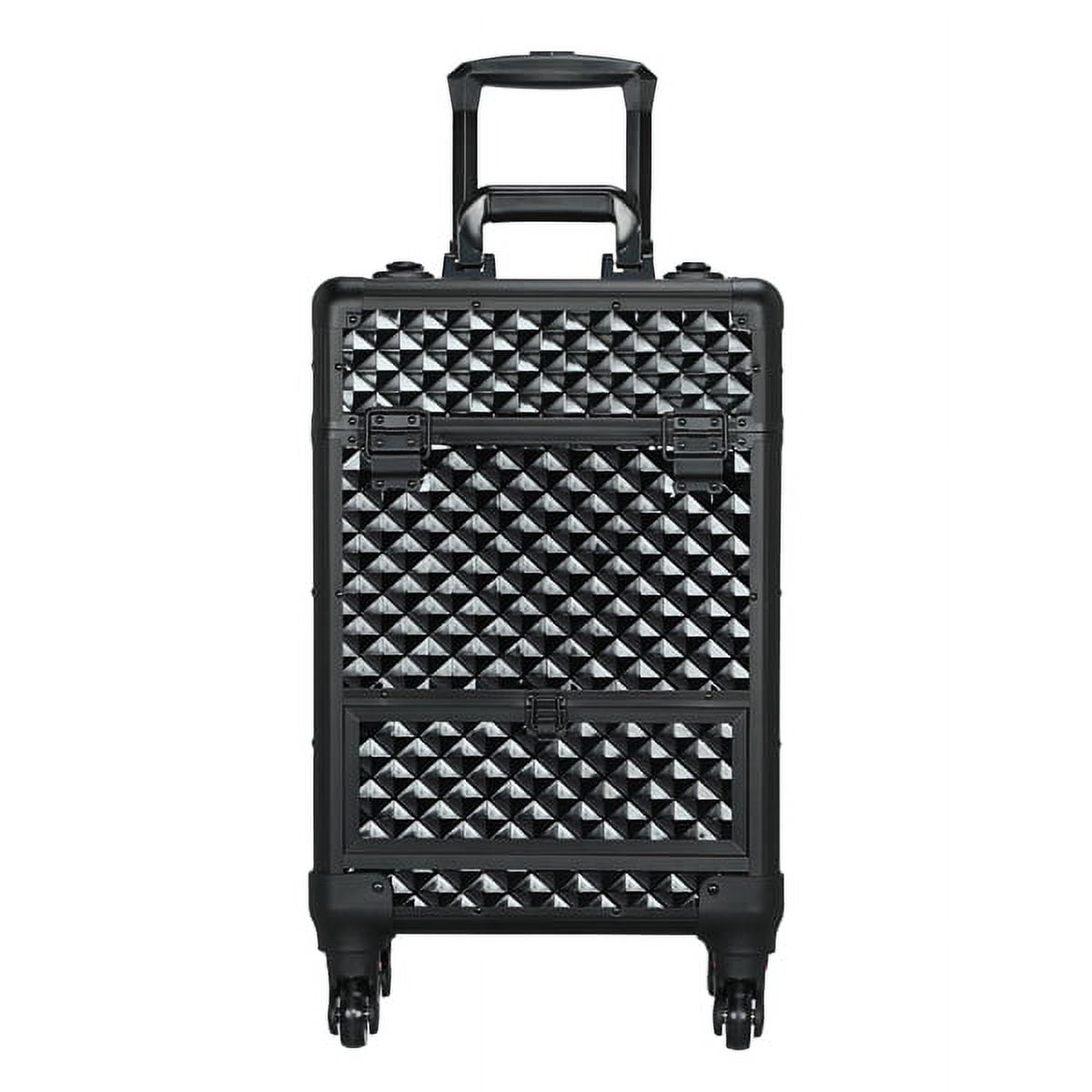 Alden Design Professional Makeup Case, 4 Retractable Trays & 1 Drawer, All Black - Image 6