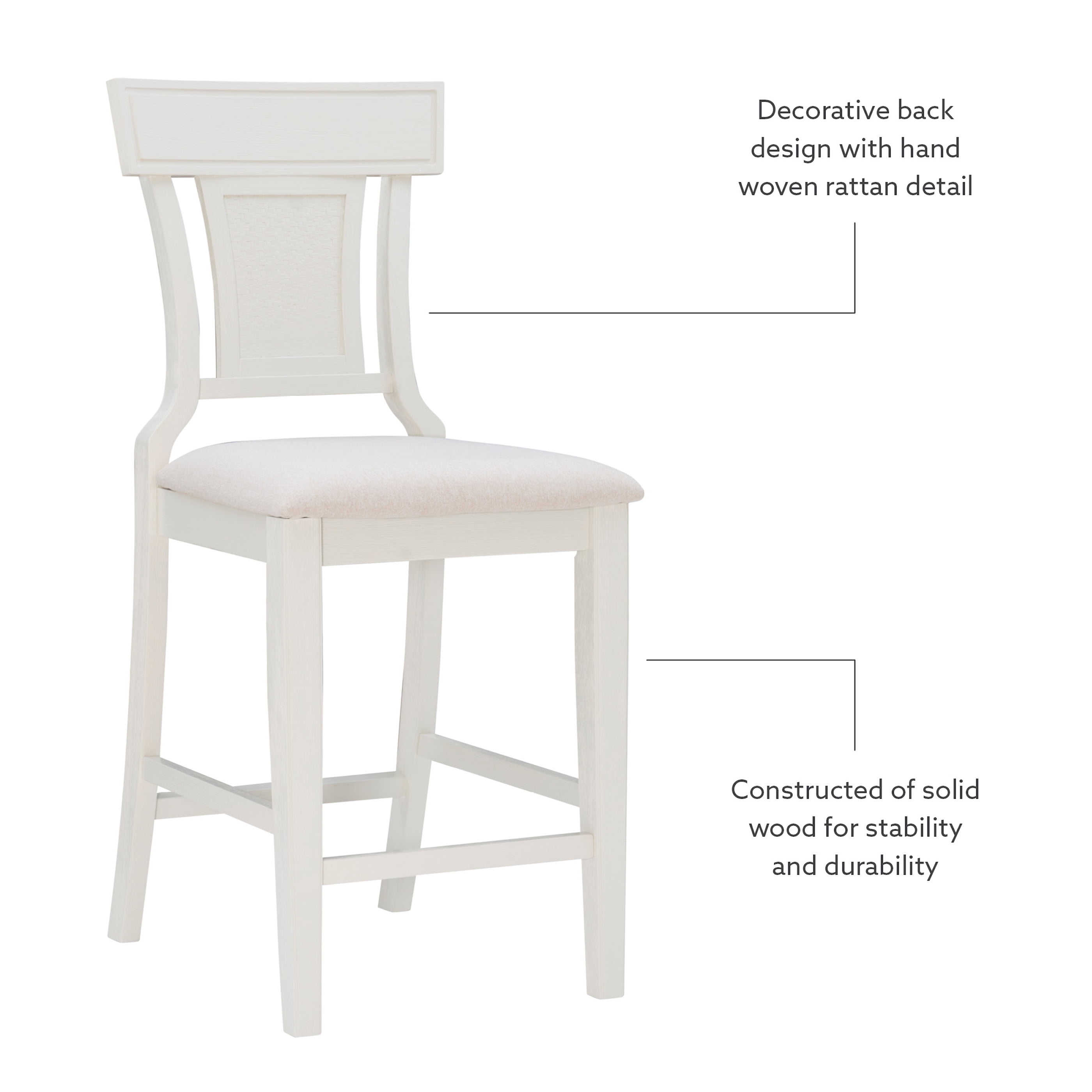 Linon Rylan 26" Counter Stool, Whitewash/Beige - Image 11