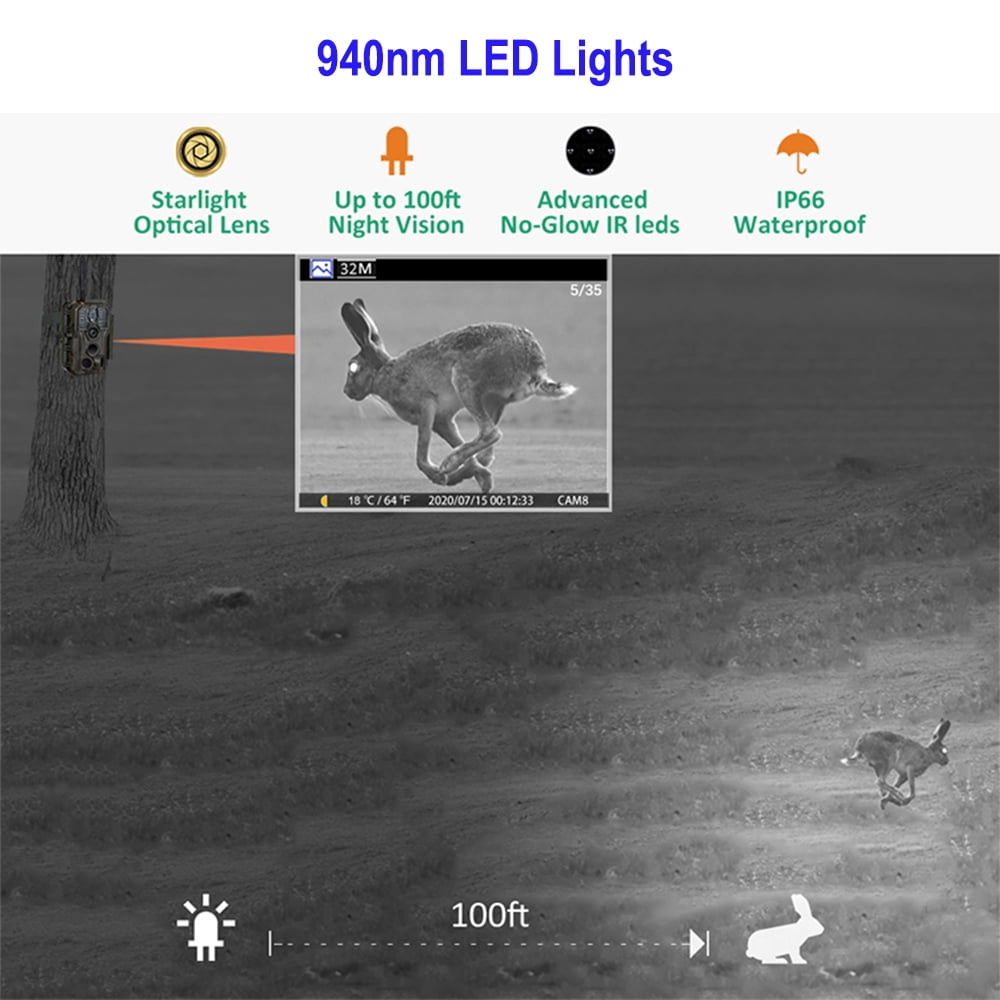 GardePro WiFi Hunting Trail Cameras 32 Memapixels 1080P 30fps Video 120 Degree Sensing Angle 940nm Black IR Mini USB Connector#E8 - Image 5