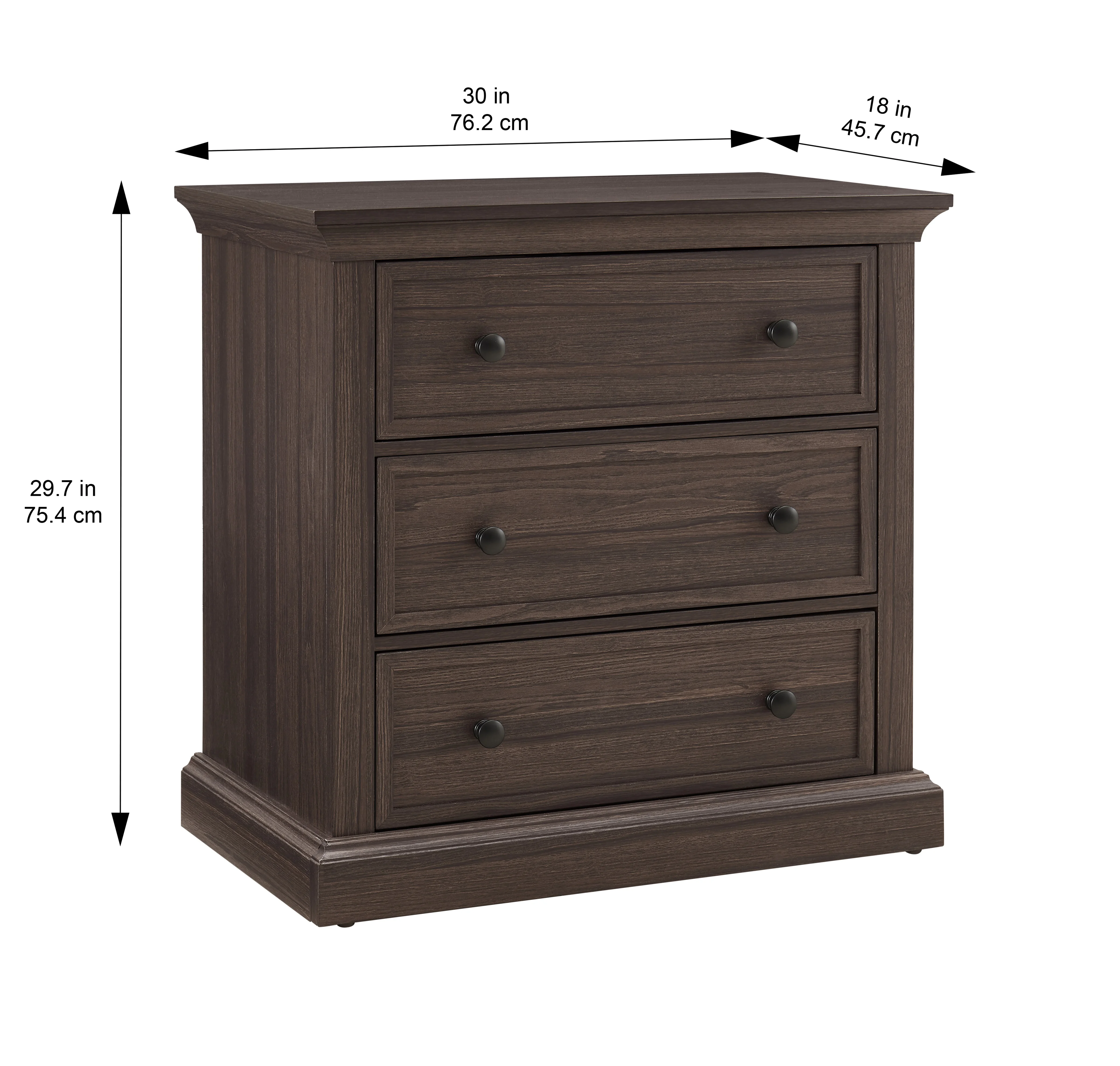 Better Homes & Gardens Canton 3-Drawer Nightstand with USB Port for Bed Room, Tobacco Oak Finish - Image 2