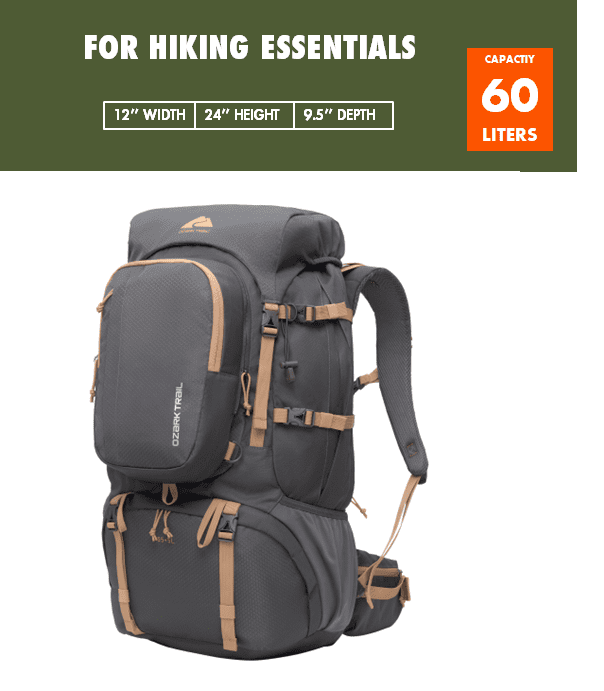 Ozark Trail 60L Hiking Backpack with Durable Fabric and Multiple Pock,Age group:Adult - Image 14