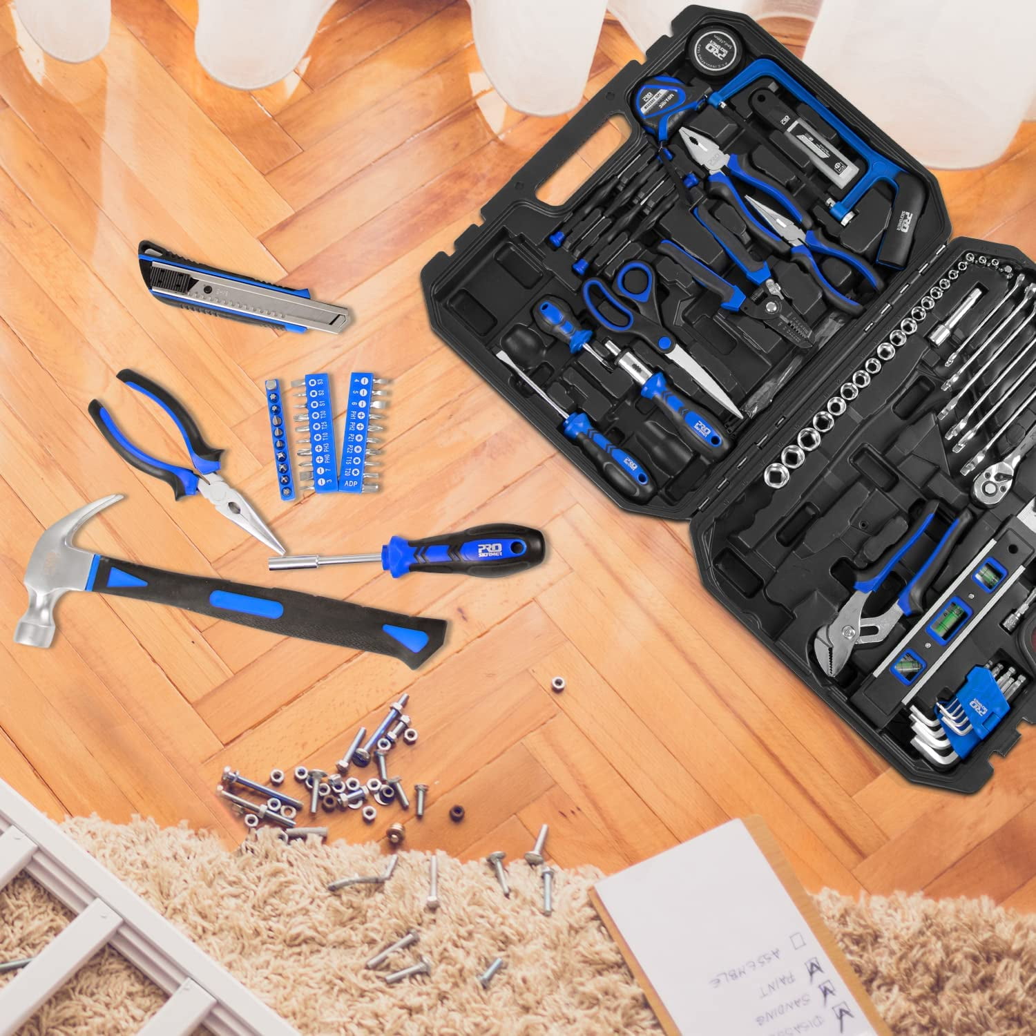 249-Piece Household Tool Kit, PROSTORMER General Home/Auto Repair Tool Set with Hammer, Pliers, Screwdriver Set, Wrench Socket Kit and Toolbox Storage Case - Perfect for Homeowner, Diyer, Handyman - Image 8