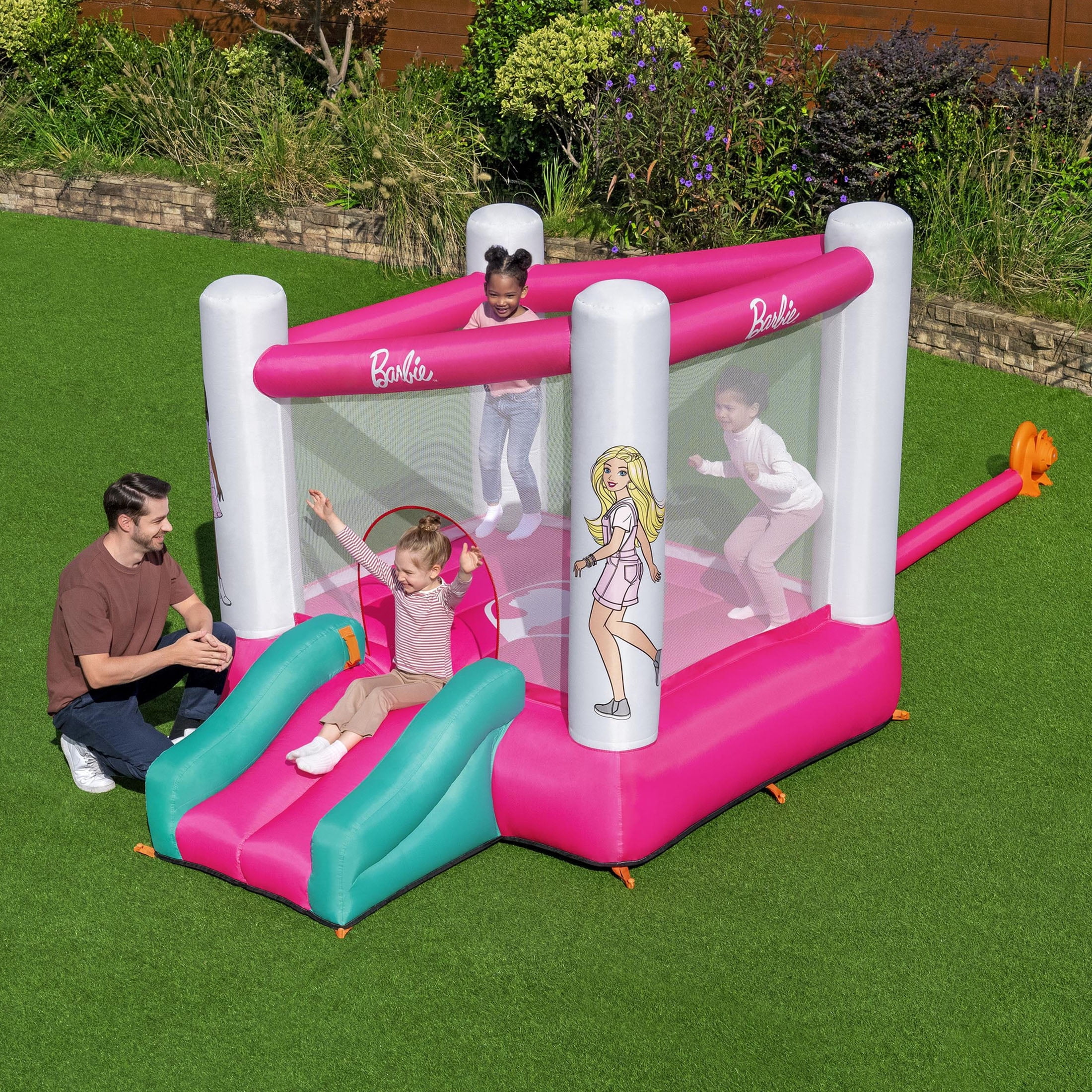 Barbie Bounce House with Extra-Wide Slide, Mesh Walls and Blower, Indoor/Outdoor, Ages 3+ - Image 2