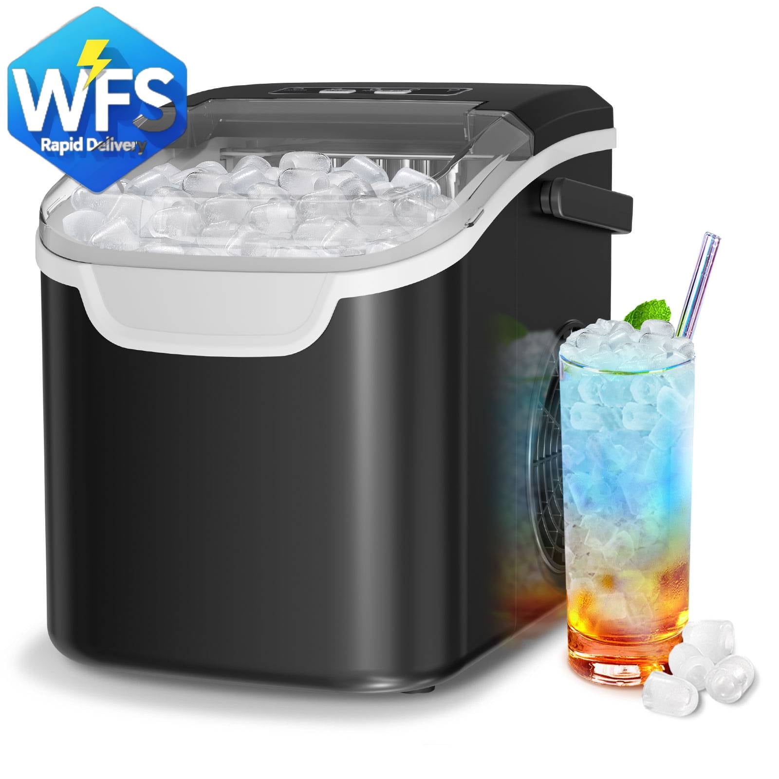 Auseo 26 lbs/24H Countertop Ice Maker Machine, S/L Sizes, 8 Bullet-Shaped Ice in 6 Min, Auto-Cleaning, Black - Image 3