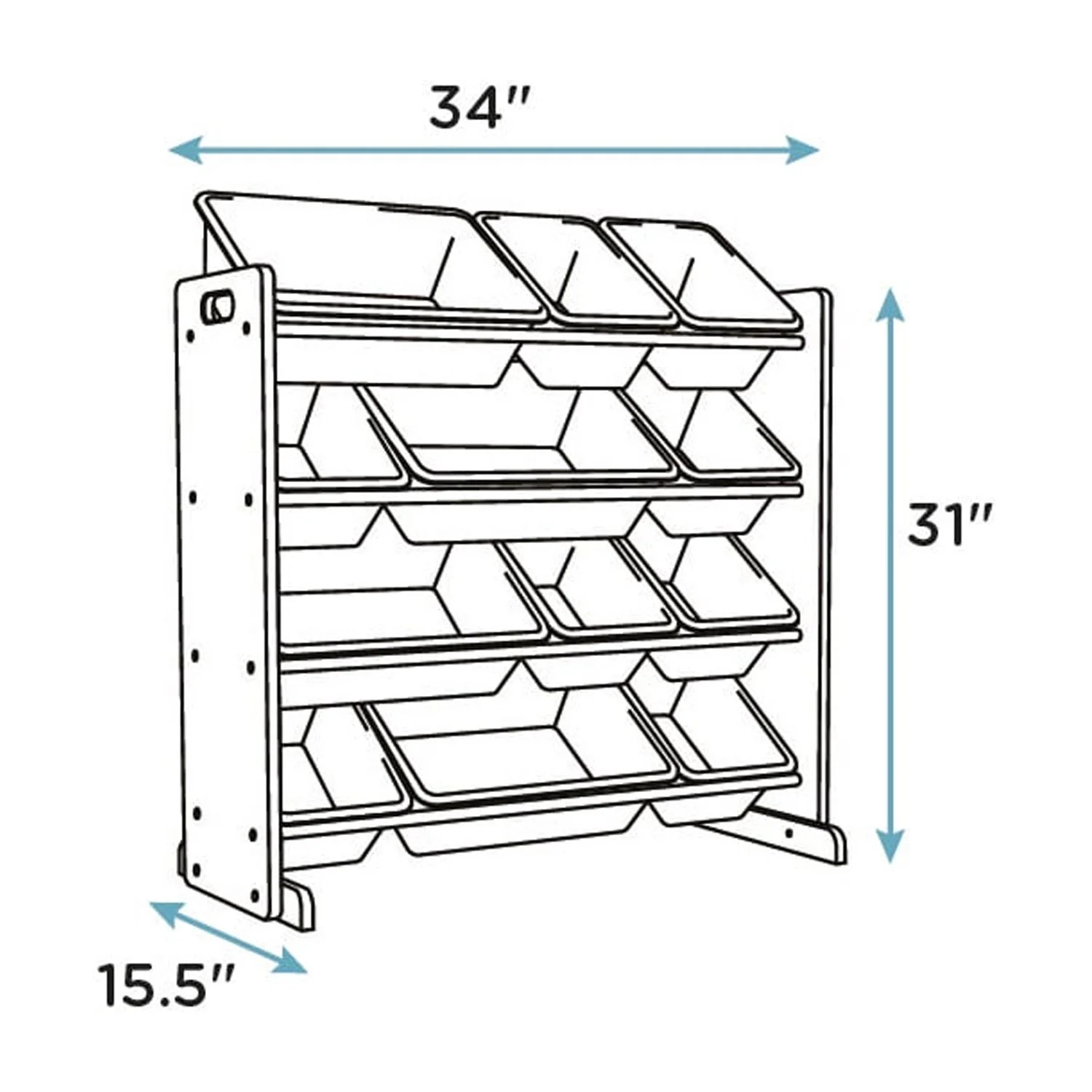 Humble Crew Primary Toy Storage Organizer with 12 Plastic Storage Bins, Natural/Primary - Image 5