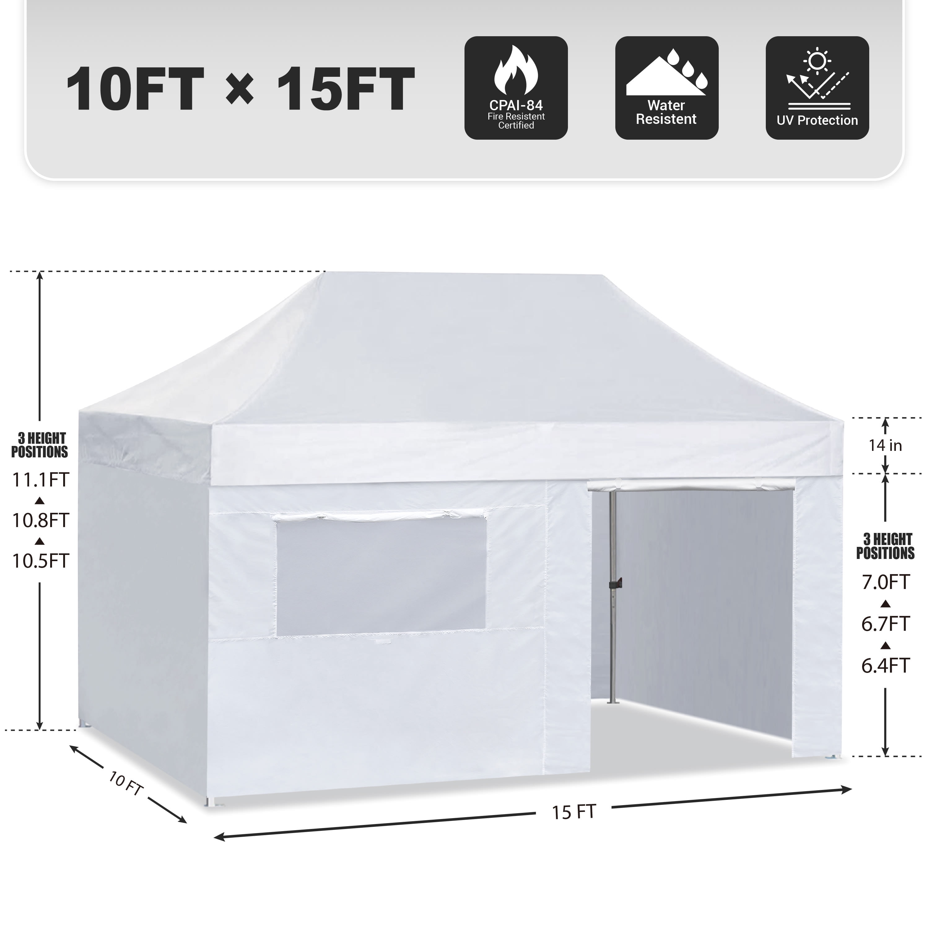 Eurmax USA 10'x15' Pop Up Canopy Tent with Heavy Duty Roller Bag,Bonus 4 Sand Weights Bags(White) - Image 2