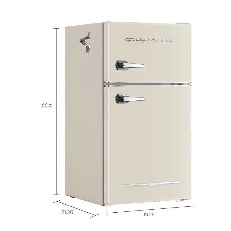 Frigidaire, 3.1 Cu. Ft. 2 Door Retro Compact Refrigerator , Built-In Side Bottle Opener, Cream - Image 7