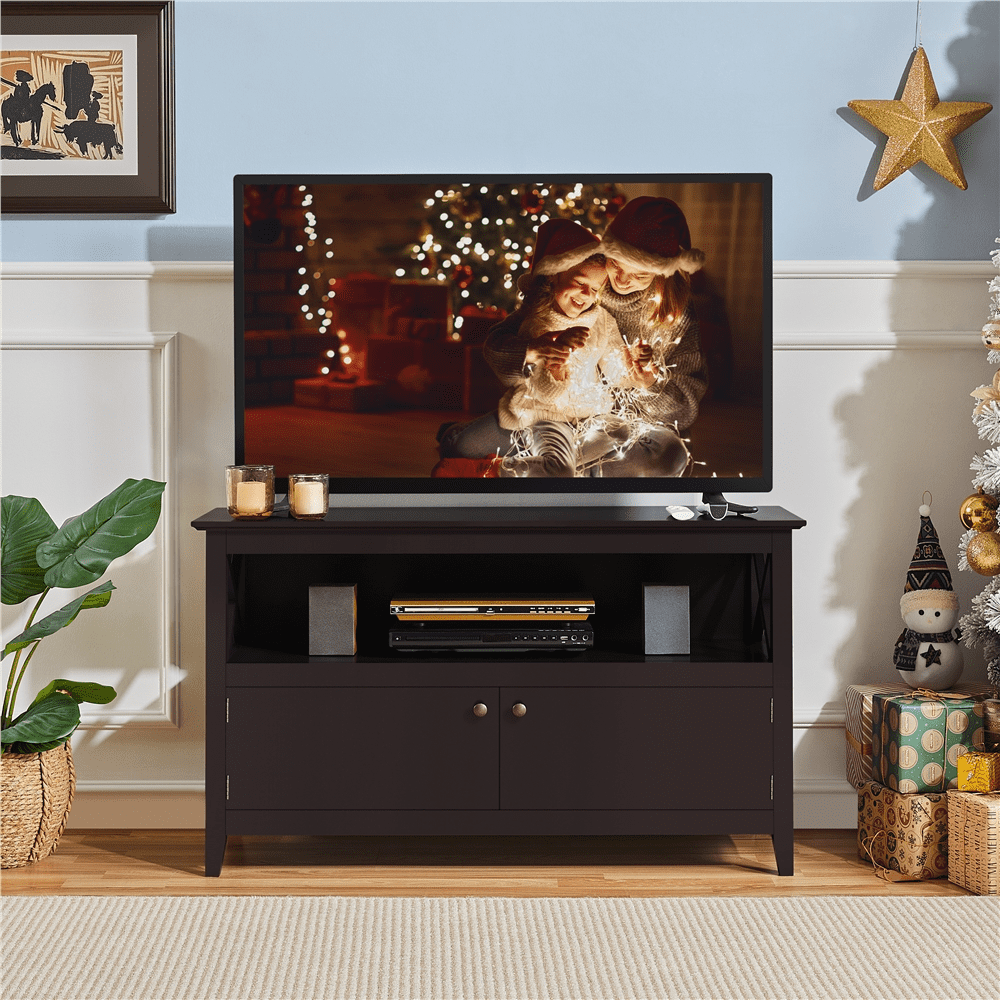 Renwick X-Shape Wood TV Stand for TVs up to 50 in,Espresso - Image 4