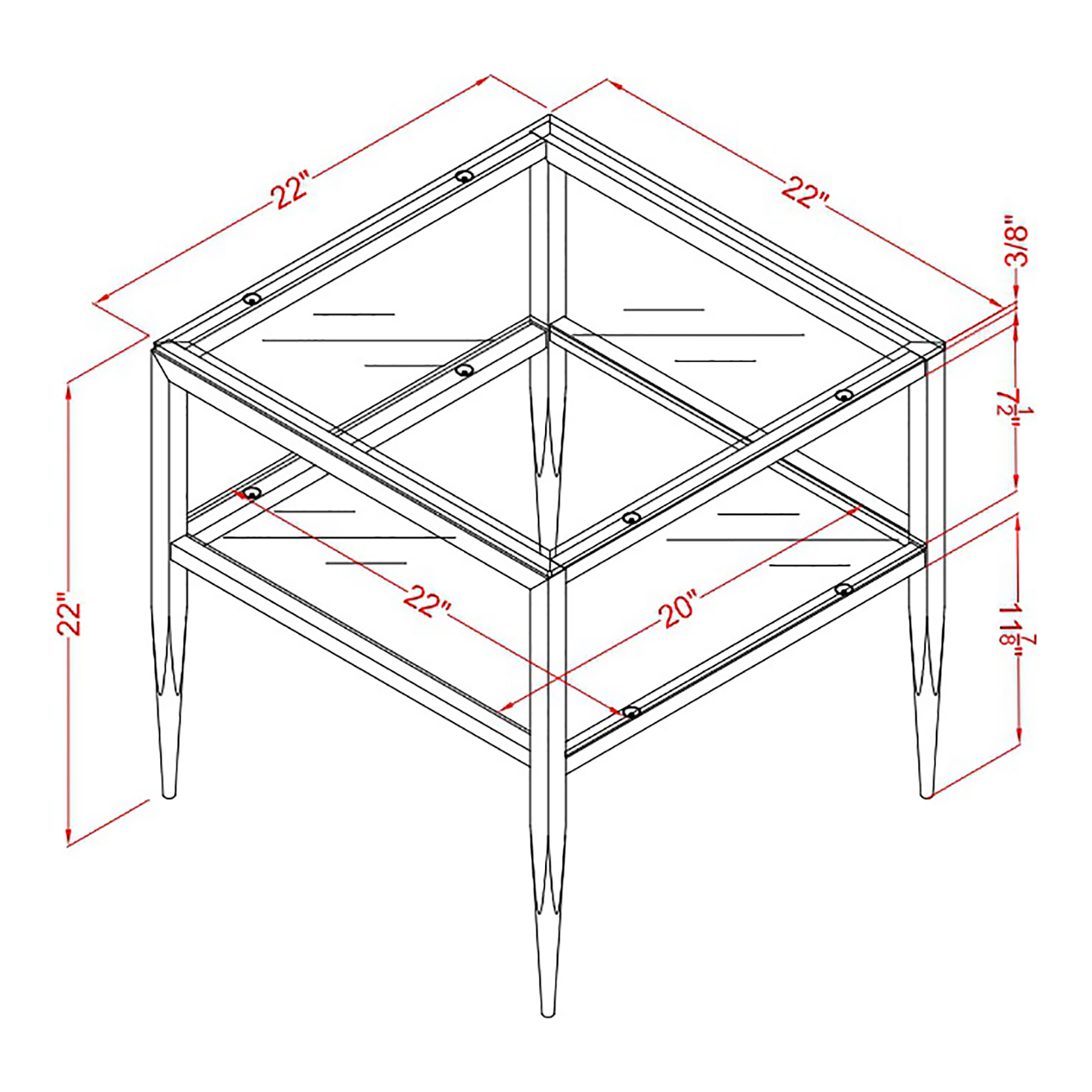 Furniture of America Sparling Glass Top End Table, Chrome - Image 4