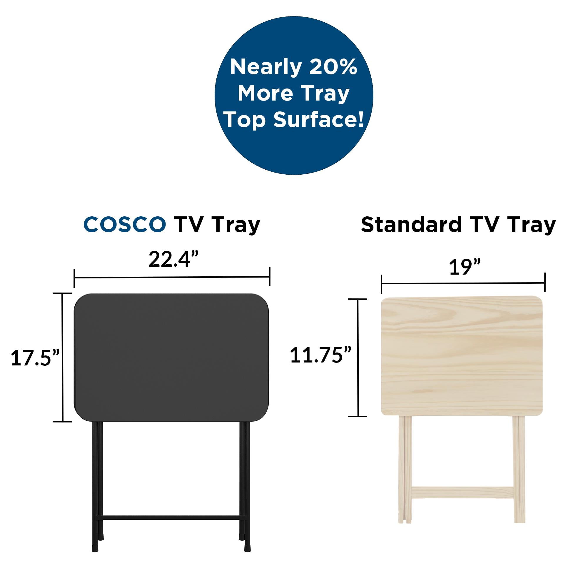 COSCO 5-Piece Folding Vinyl Top TV Tray Set, Black with Storage Rack - Image 5