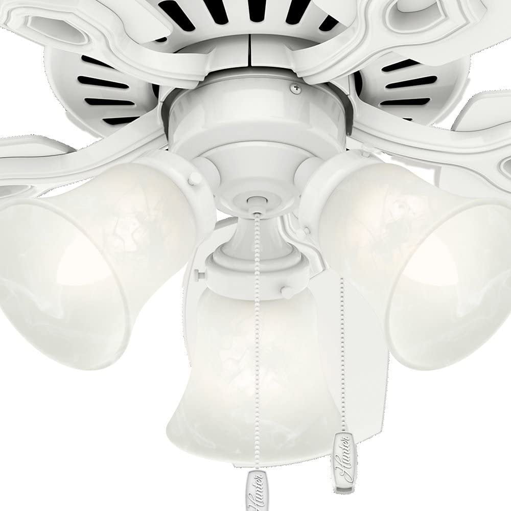 Hunter - Builder Indoor Ceiling Fan With Light, 42-inch, Snow White, Traditional-style, 3-speed WhisperWind Motor, 52105, for living rooms, bedrooms, home offices, kitchens - Image 5