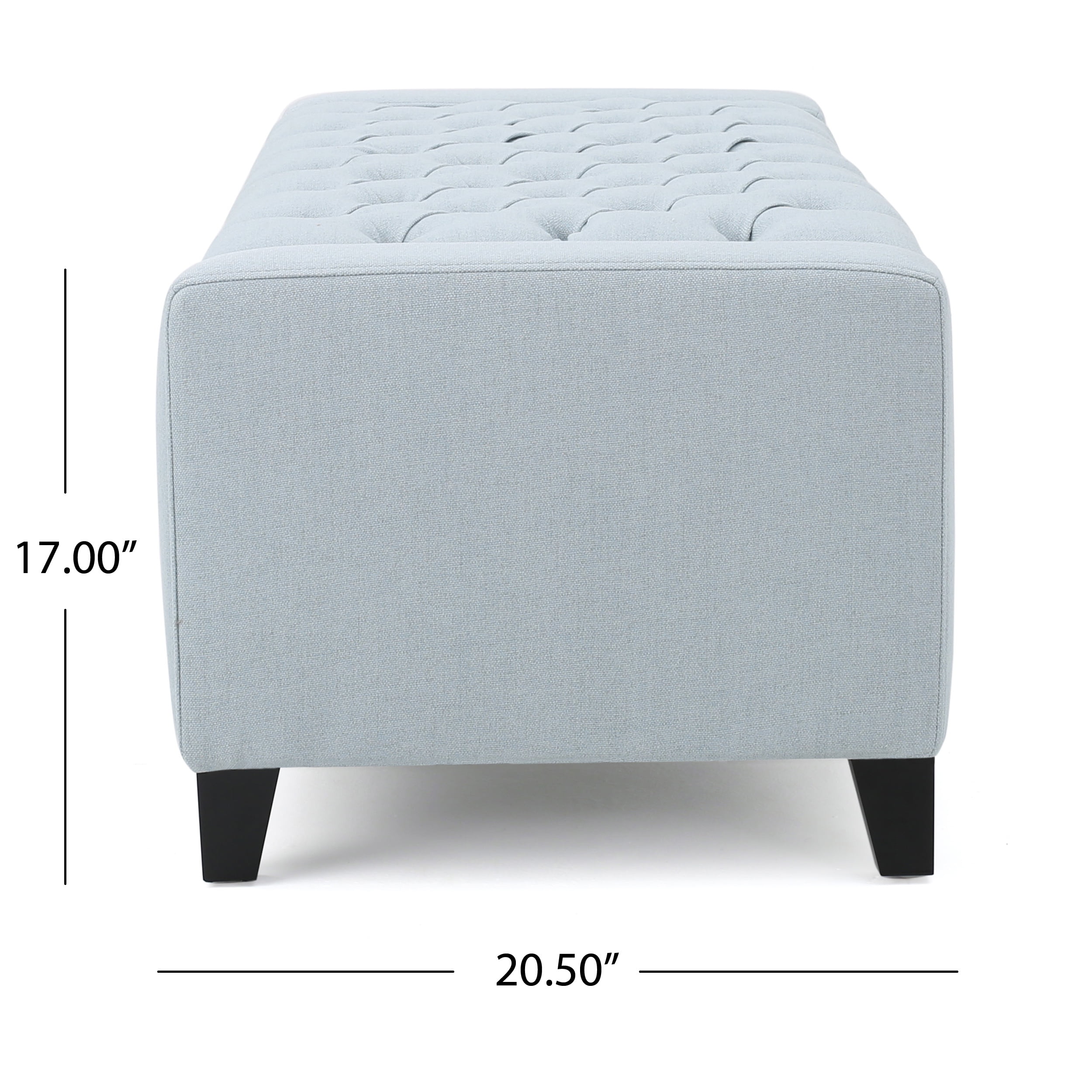 Noble House Hawkson Light Sky Fabric Storage Ottoman - Image 4