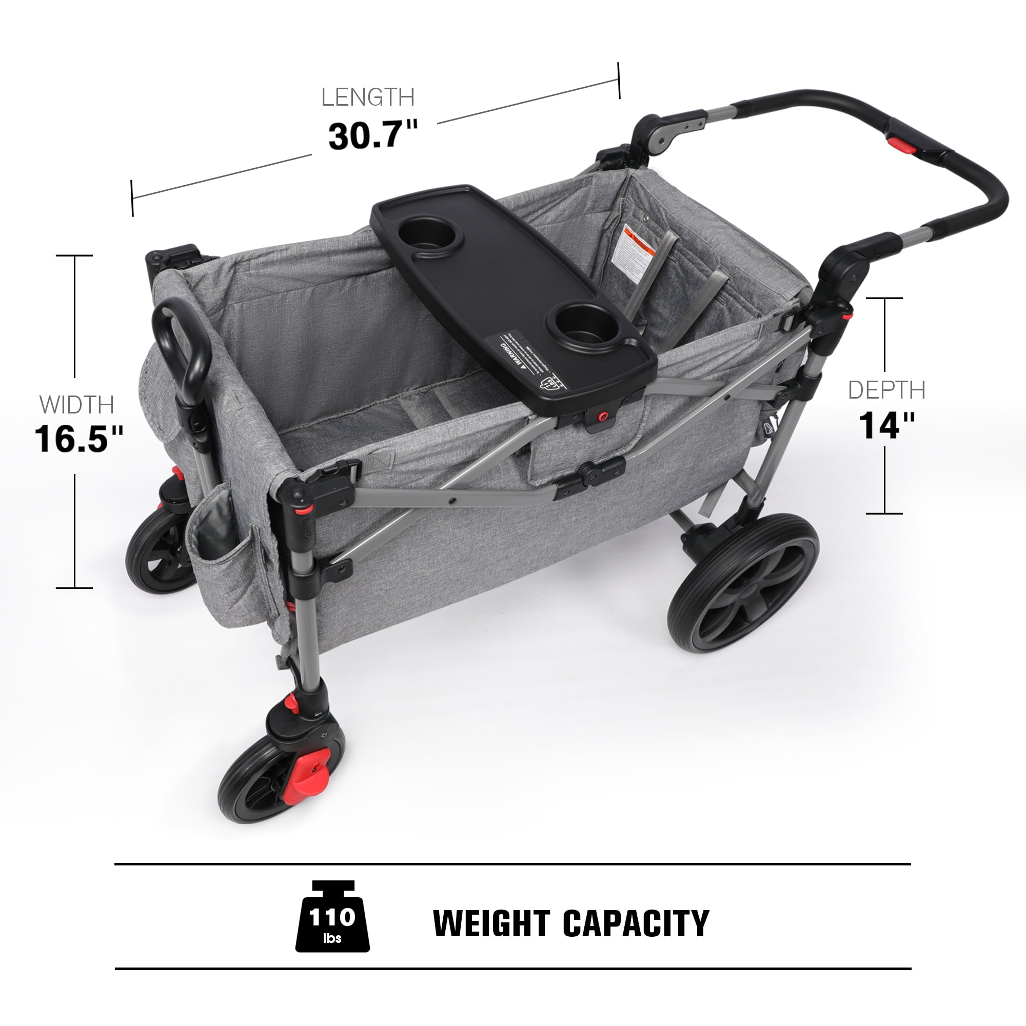 EVER ADVANCED Foldable Wagon Stroller for Two Kids & Toddler with Adjustable Pull & Push Handle, Removable Canopy with 5-Point Harness - Image 7