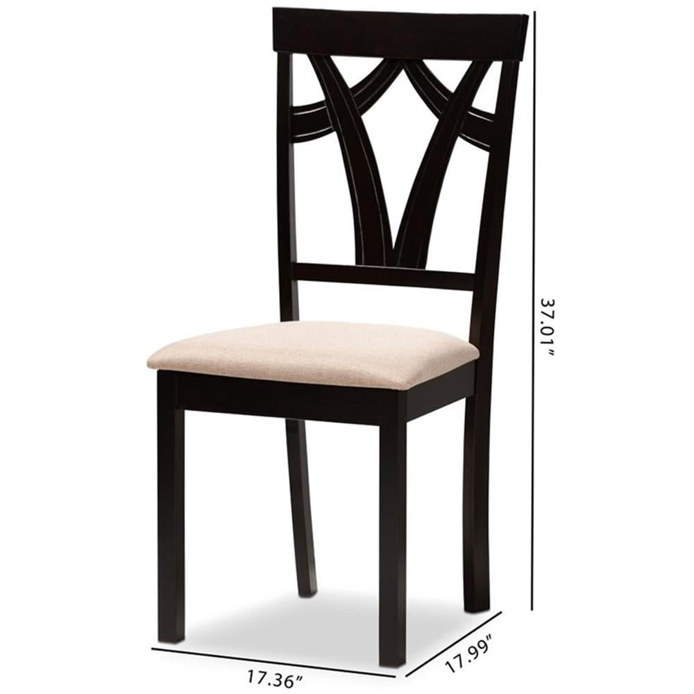 Baxton Studio Sylvia Modern and Contemporary Sand Fabric Upholstered and Espresso Brown Finished Dining Chair Set - Image 3