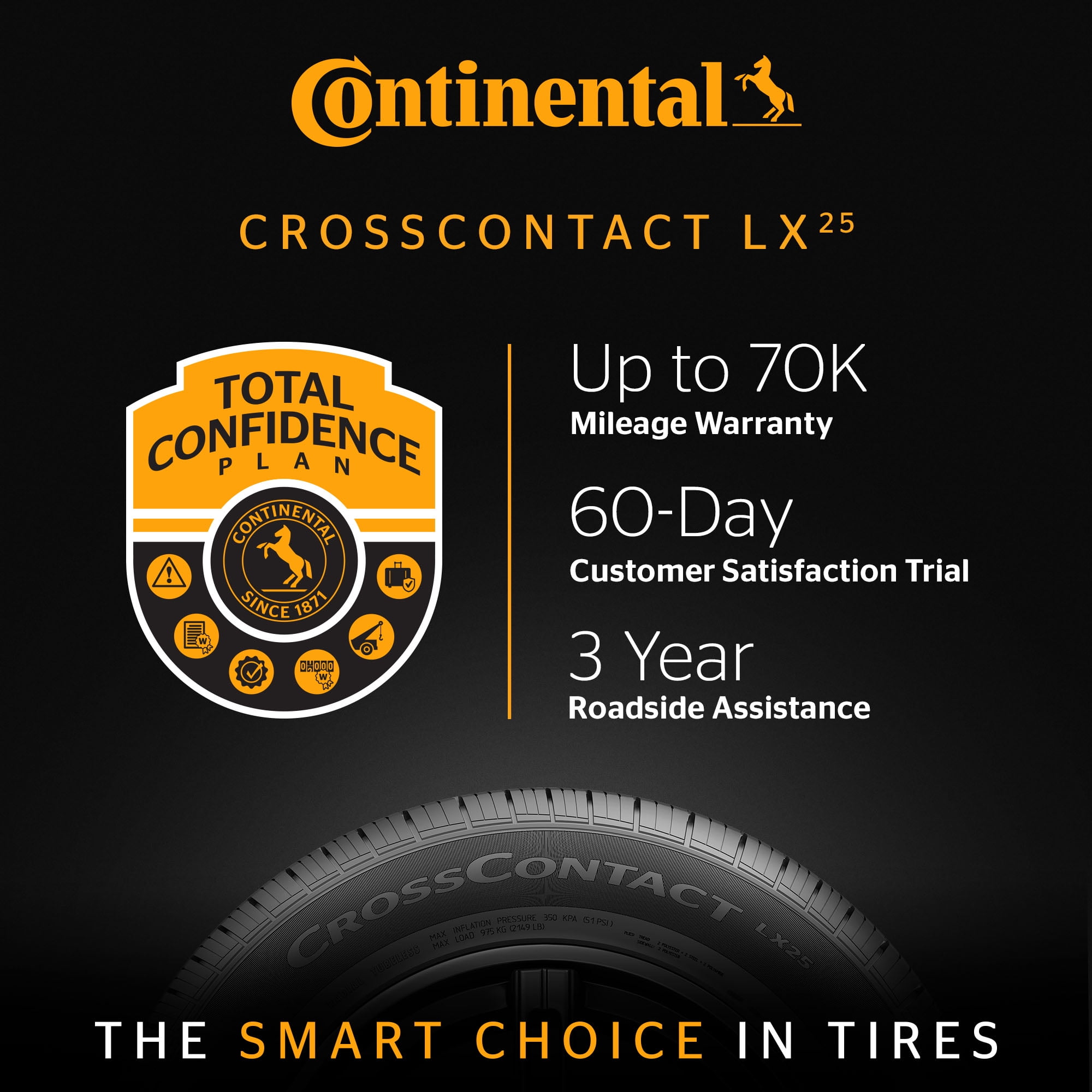 Continental CrossContact LX25 All Season 265/50R20 107T SUV/Crossover Tire - Image 6