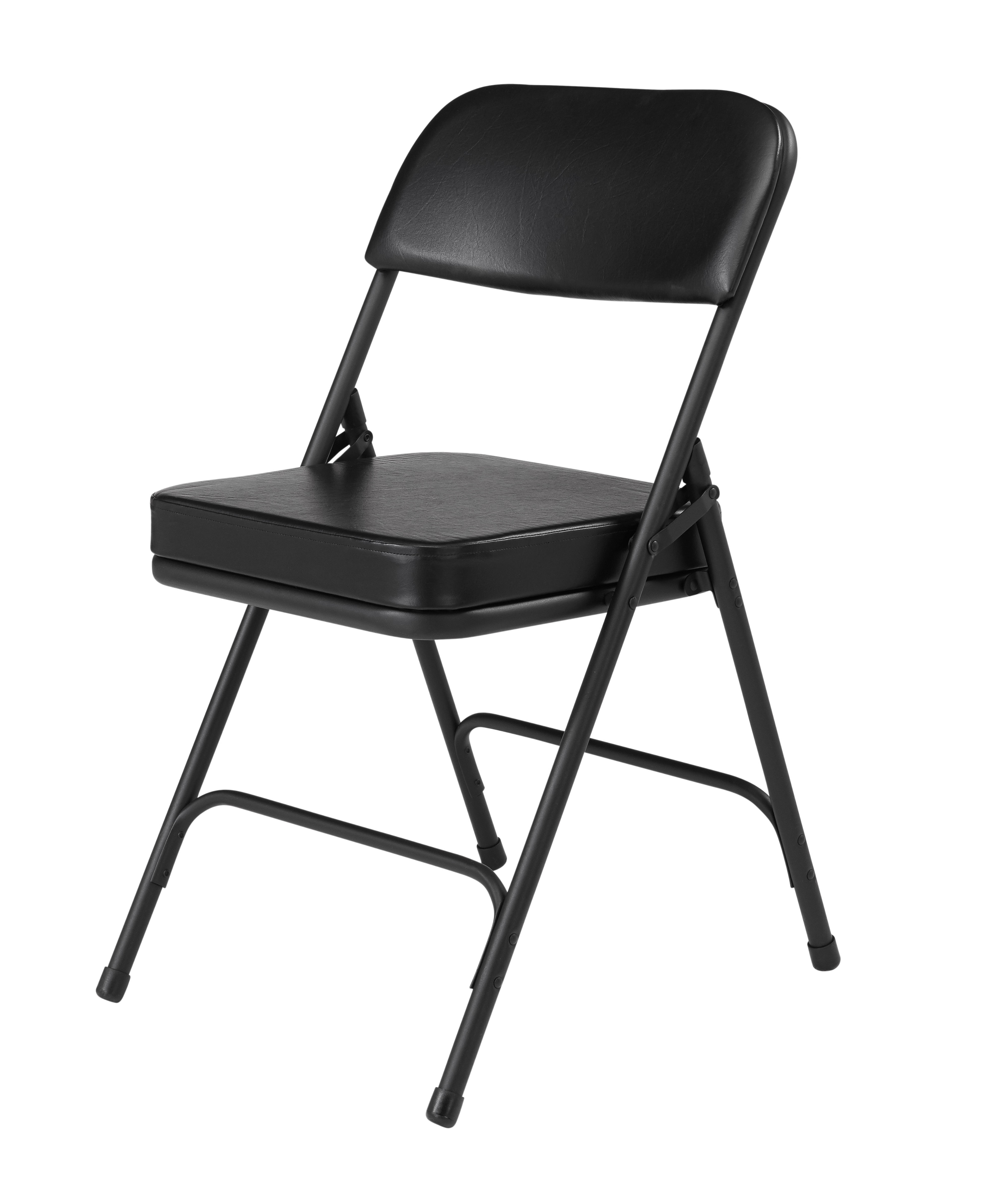 (2 Pack) NPS 3200 Series Premium 2" Vinyl Upholstered Double Hinge Folding Chair, Black - Image 7