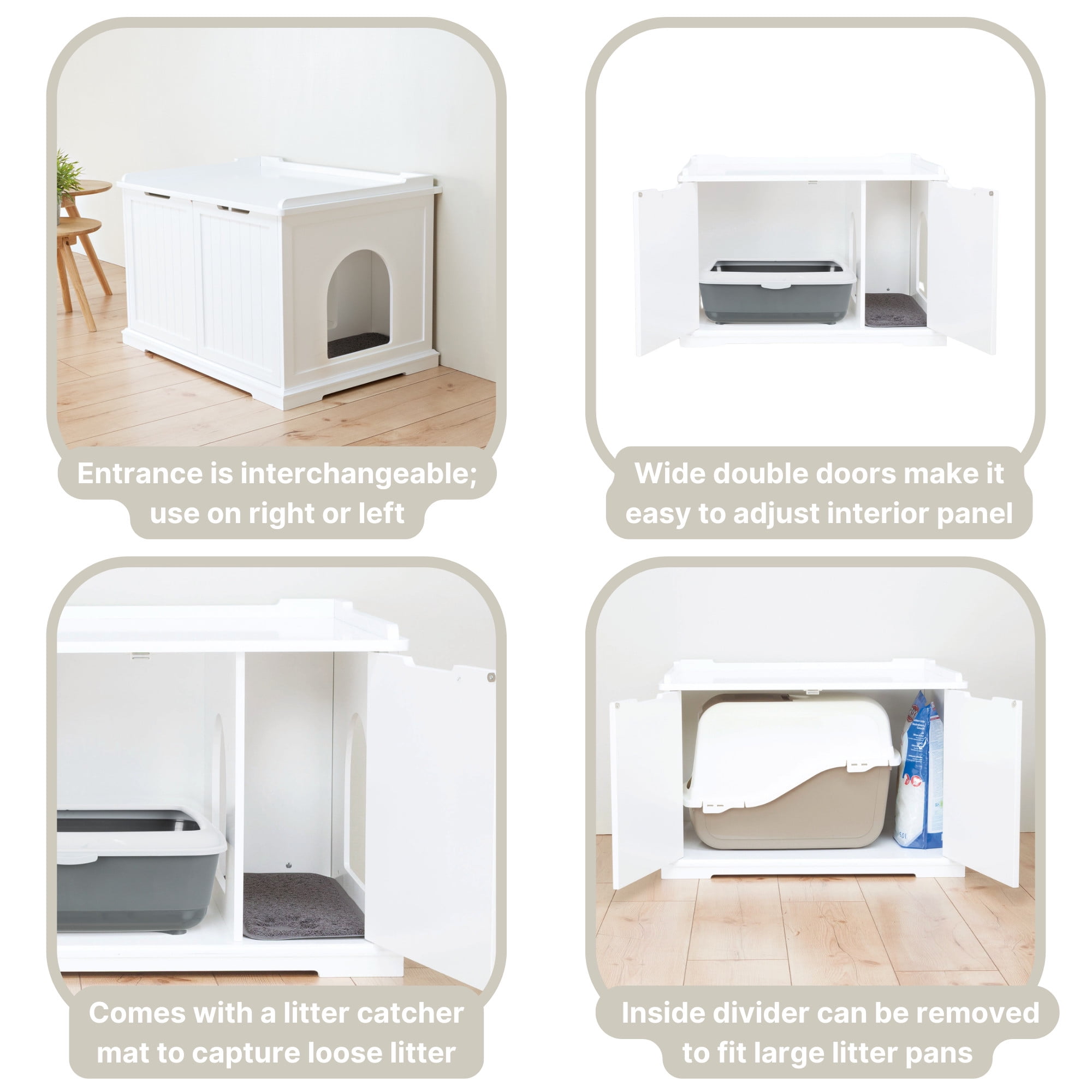 TRIXIE XL Cat Litter Box Enclosure Hidden Litter Indoor Cat Furniture Pet Home Side Table White - Image 3