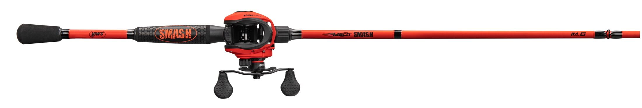 Lew's Mach Smash Baitcast Reel and Fishing Rod Combo, 7-Foot 2-Inch Medium-Heavy Power Rod, Right-Hand Retrieve, Red/Black - Image 2