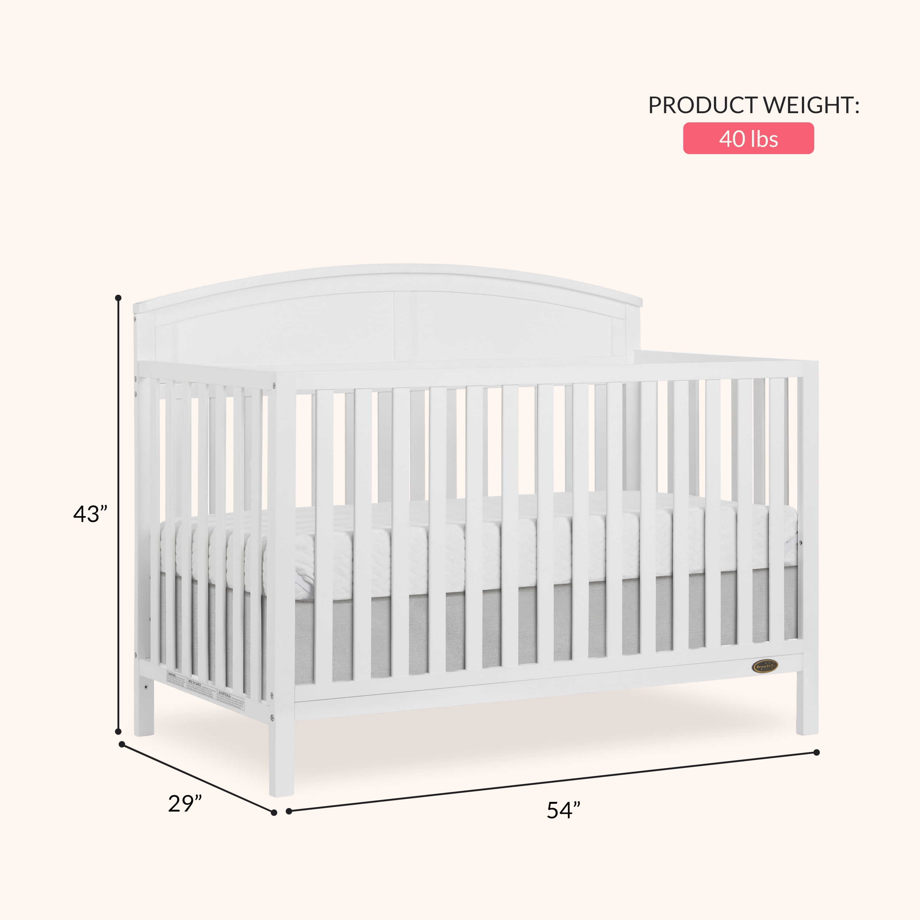Dream On Me Storybrooke 5 in 1 Convertible Crib, White - Image 5