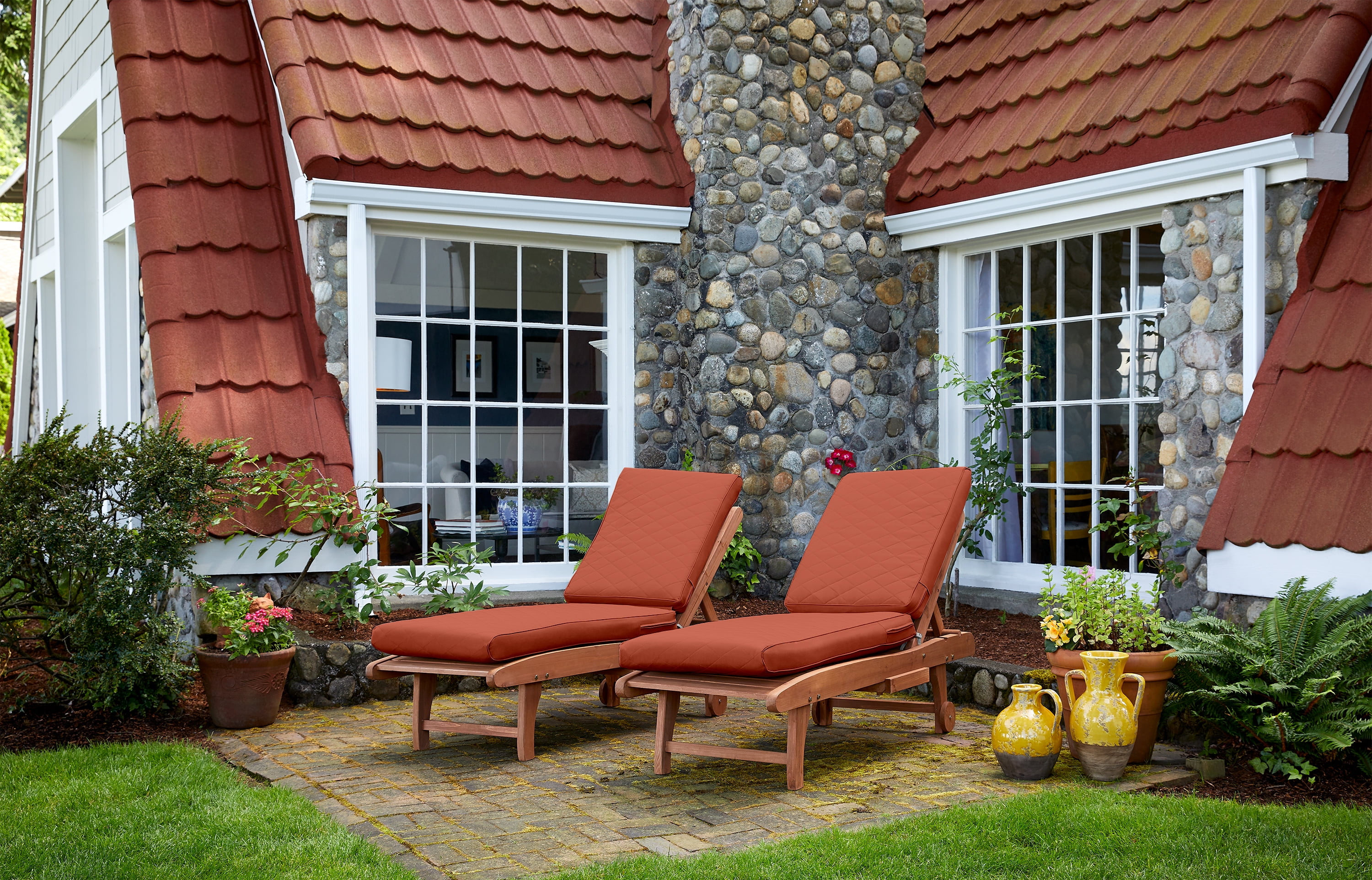 Classic Accessories Montlake FadeSafe Water-Resistant Patio Chaise Quilted Cushion, 80 x 26 x 3 inch, Spice - Image 5