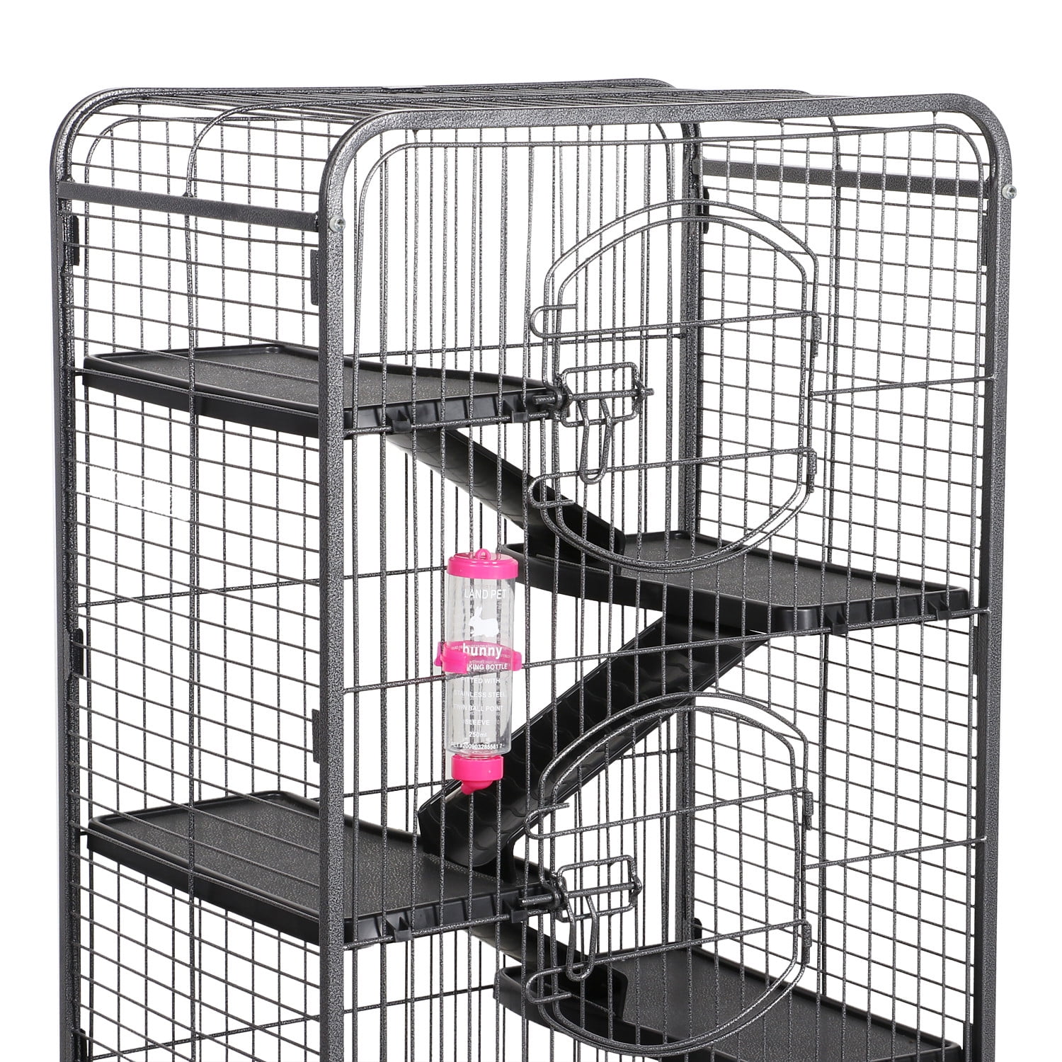 Alden Design 52''H Small Animals Rolling Cage 6 Levels 3 Front Doors Pet Bowl Water Bottle, Black - Image 10