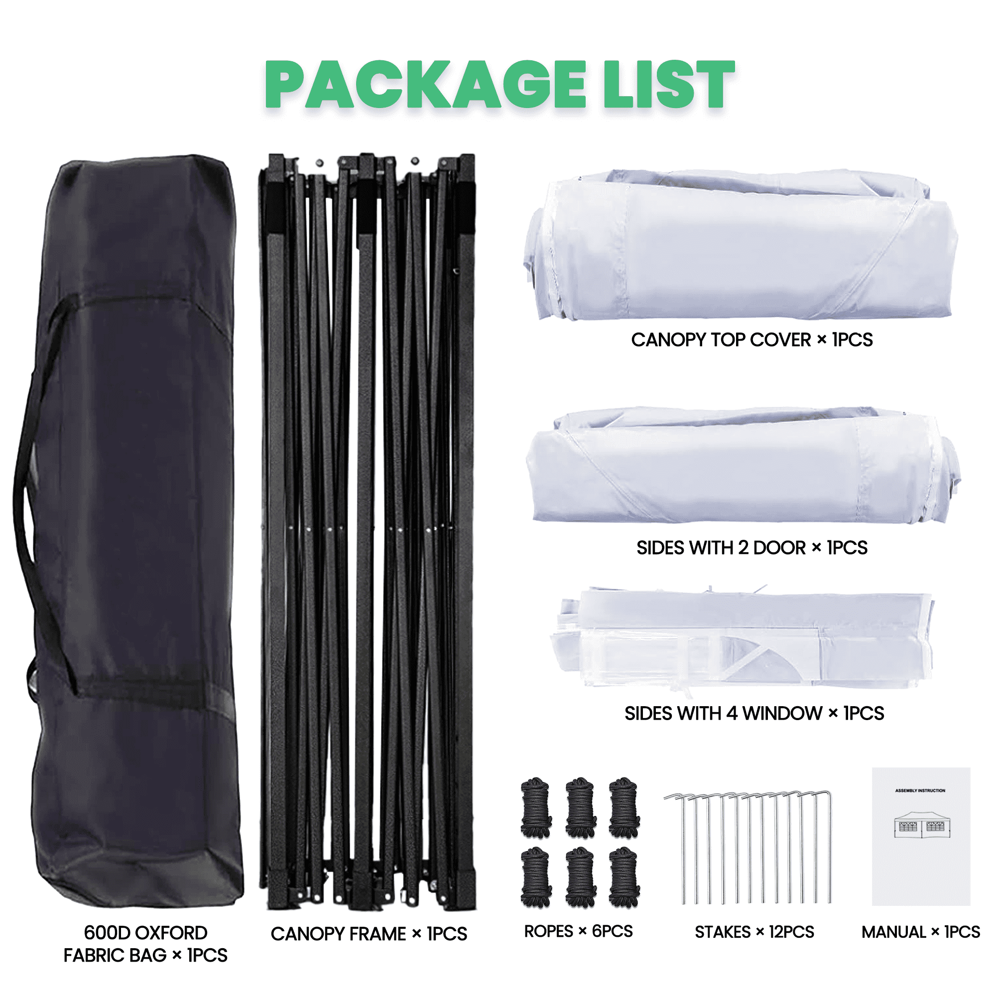 GVDV 10' x 20' Pop up Canopy Tent Party Tent Outdoor Event Instant Tent Gazebo with Removable Sidewalls and Carry Bag, White - Image 7