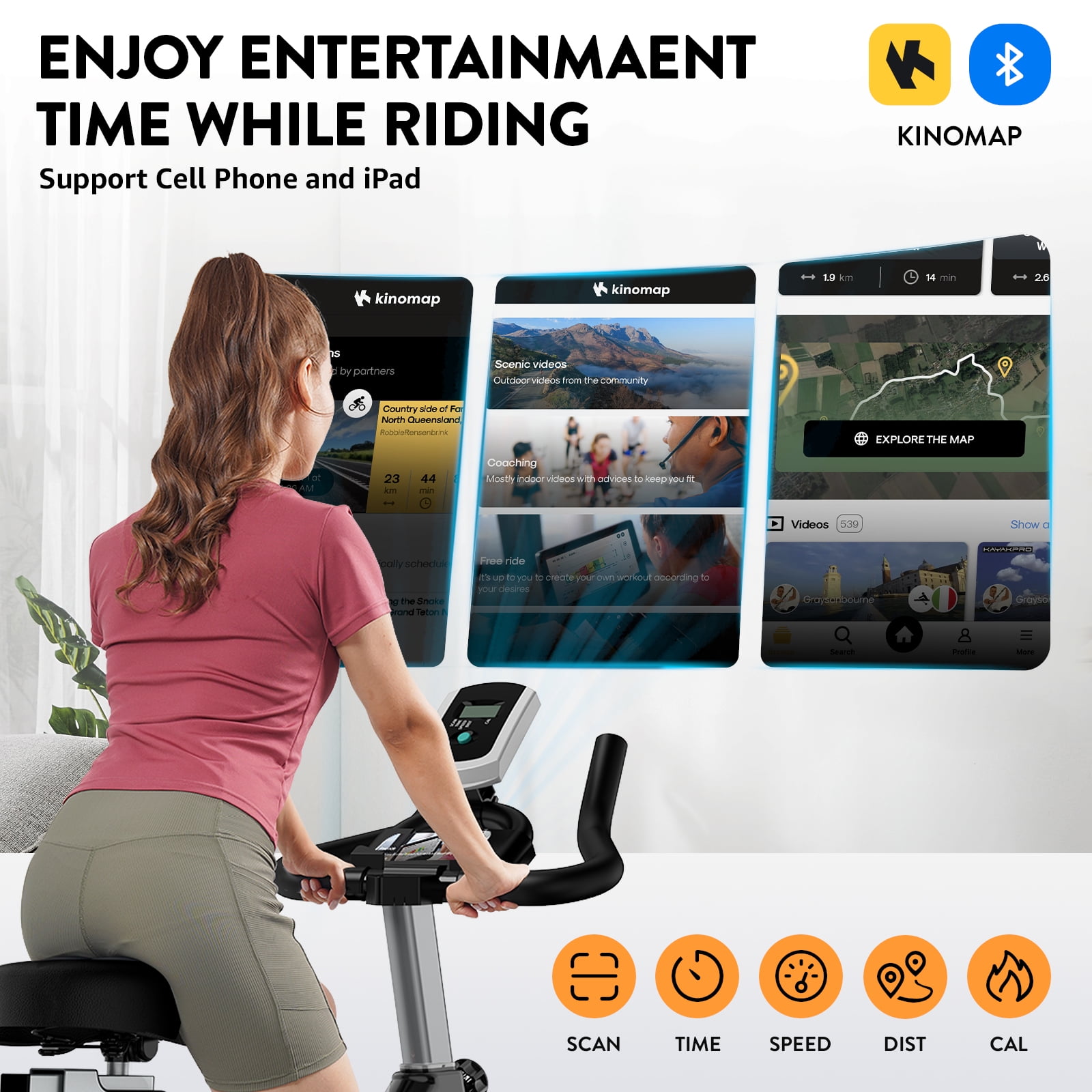 Pooboo Indoor Cycling Exercise Bikes Stationary Fitness Cycle Upright Cycling Belt Drive for Home Cardio Workout 350lb - Image 8