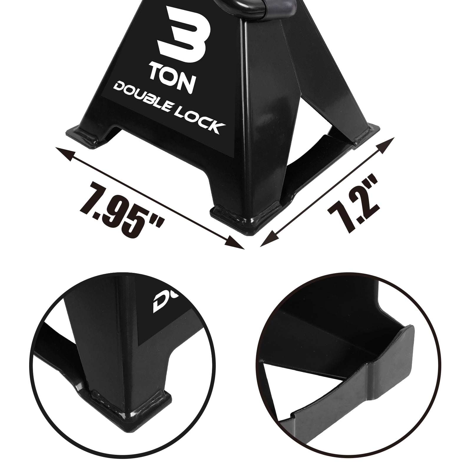 Torin 3 Ton Heavy Duty Jack Stands Double Locking Pins Car Jack Stand, Black, 1 Pair, W43005AB - Image 6