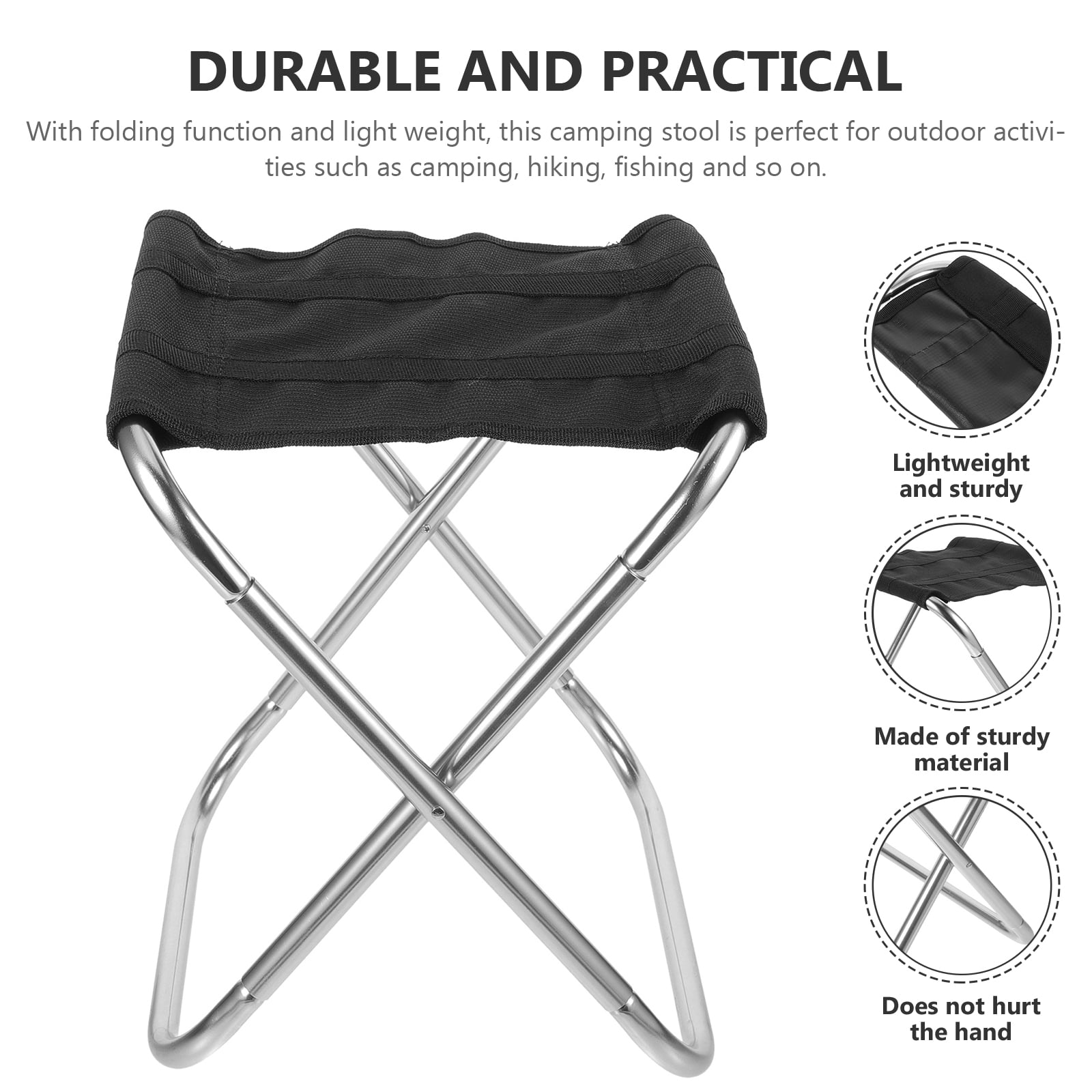 Onaparter Camping Stool Portable Folding Bench Multi-function Camping Bench Convenient Fishing Bench (Grey) - Image 2