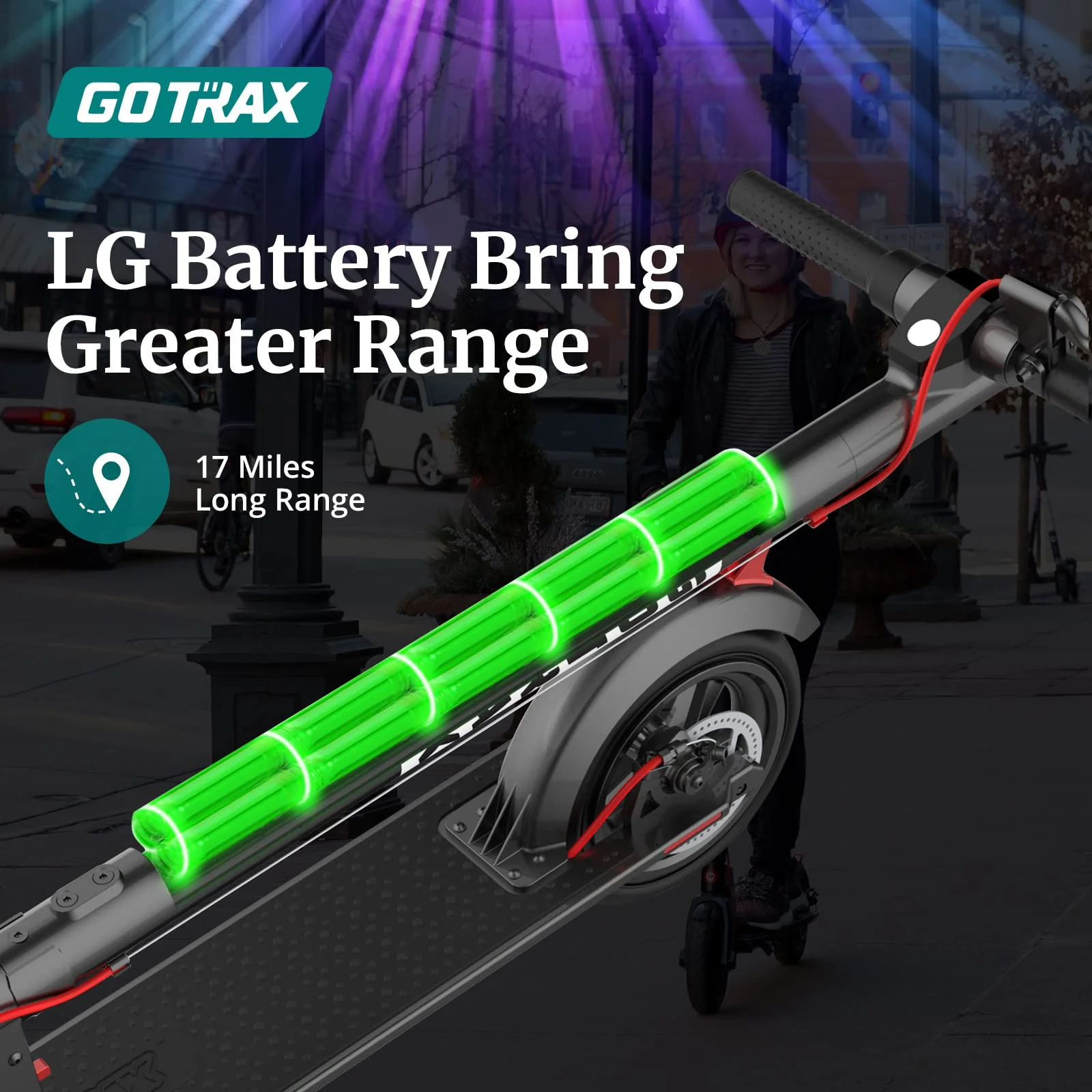 GOTRAX XR Ultra Adults Electric Scooter, Peak 400W 36V 8.5"Tires 15.5mph Foldable E-Scooter for Commuting,Black - Image 7