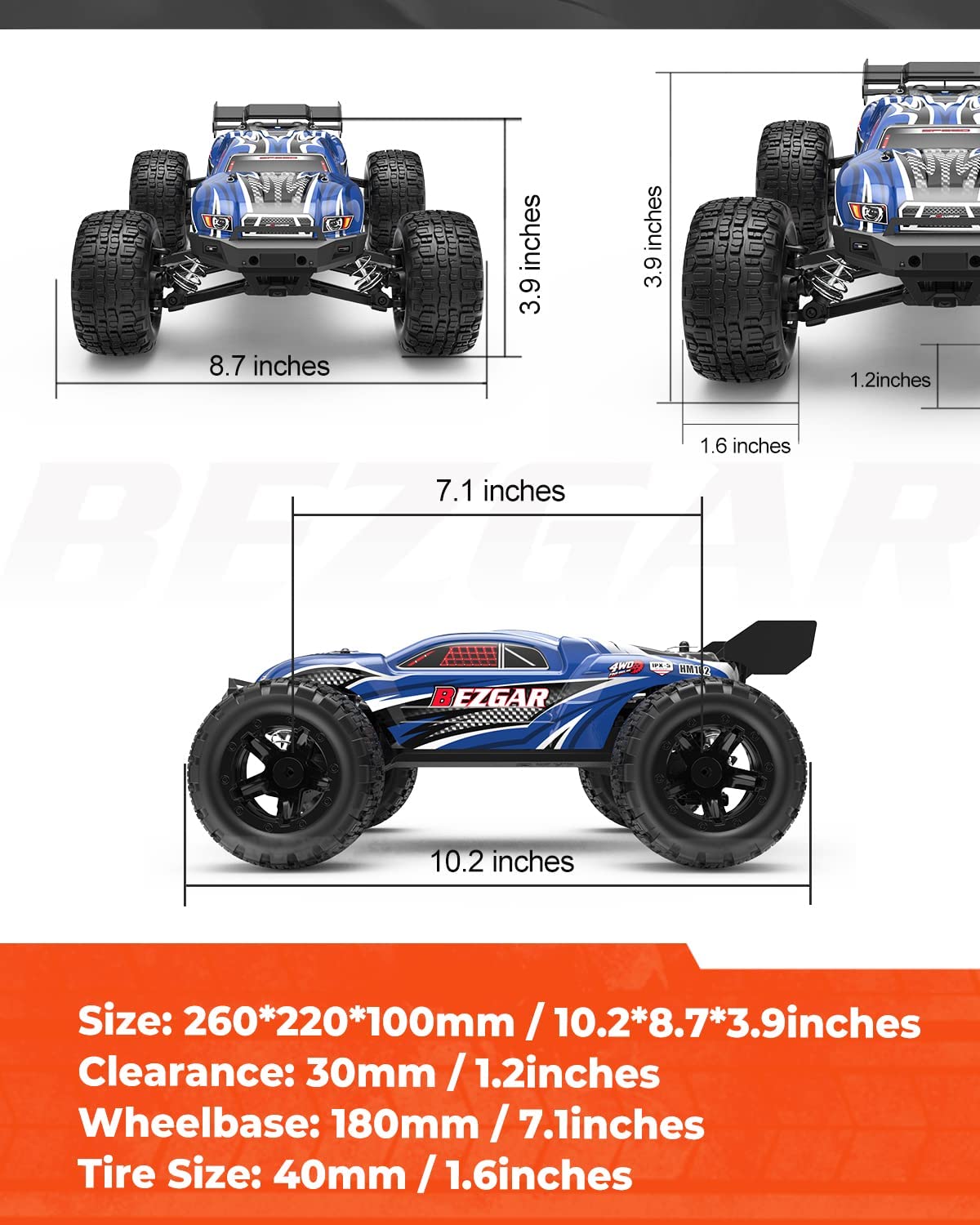 YCFUN High Speed Brushed Remote Control Cars for Boys Adults, 40+KM/H RC Cars 4WD RC Trucks - Image 2