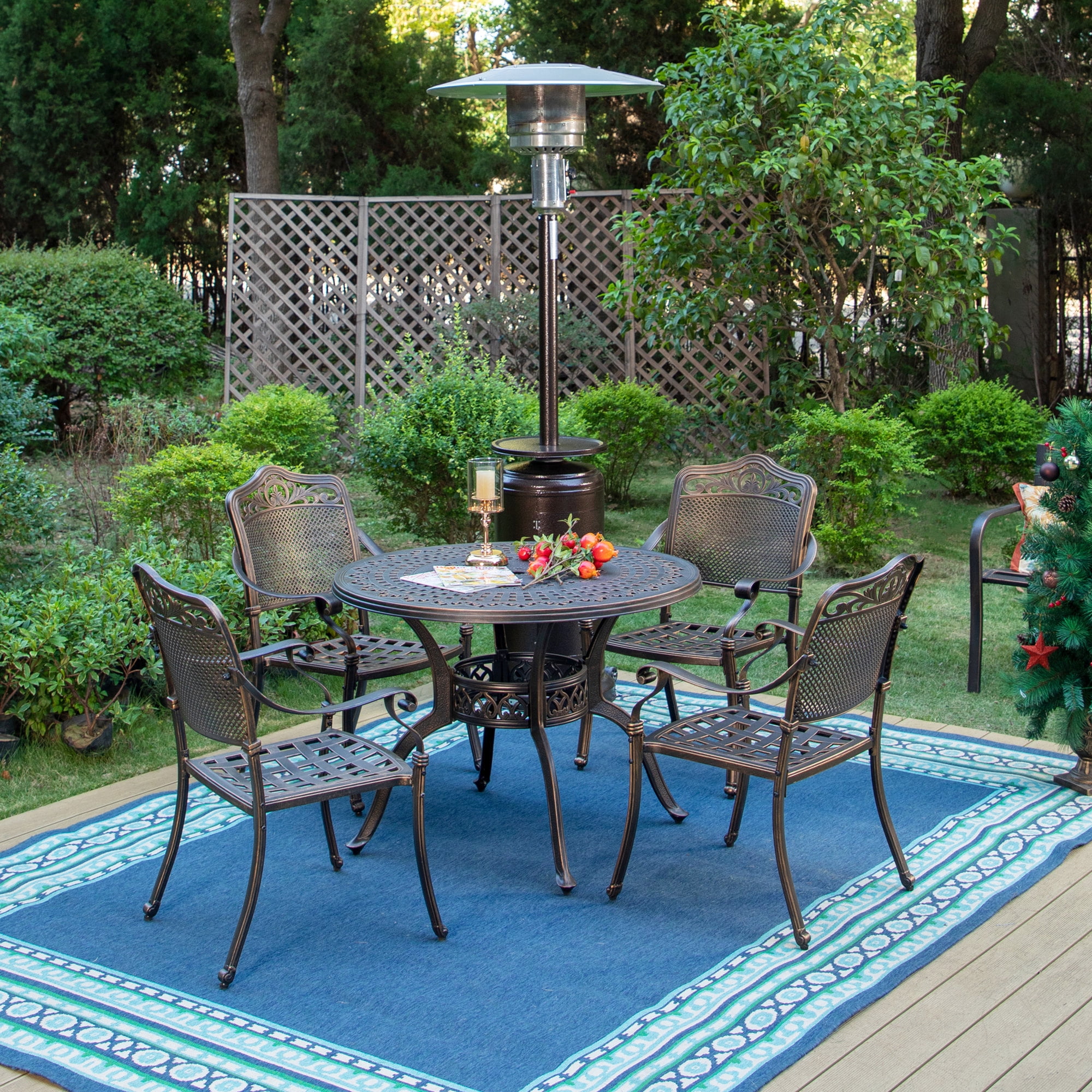 MF Studio 2-Piece Cast Aluminum Outdoor Patio Dining Chairs with Curvy Appearance, Antique Bronze - Image 3