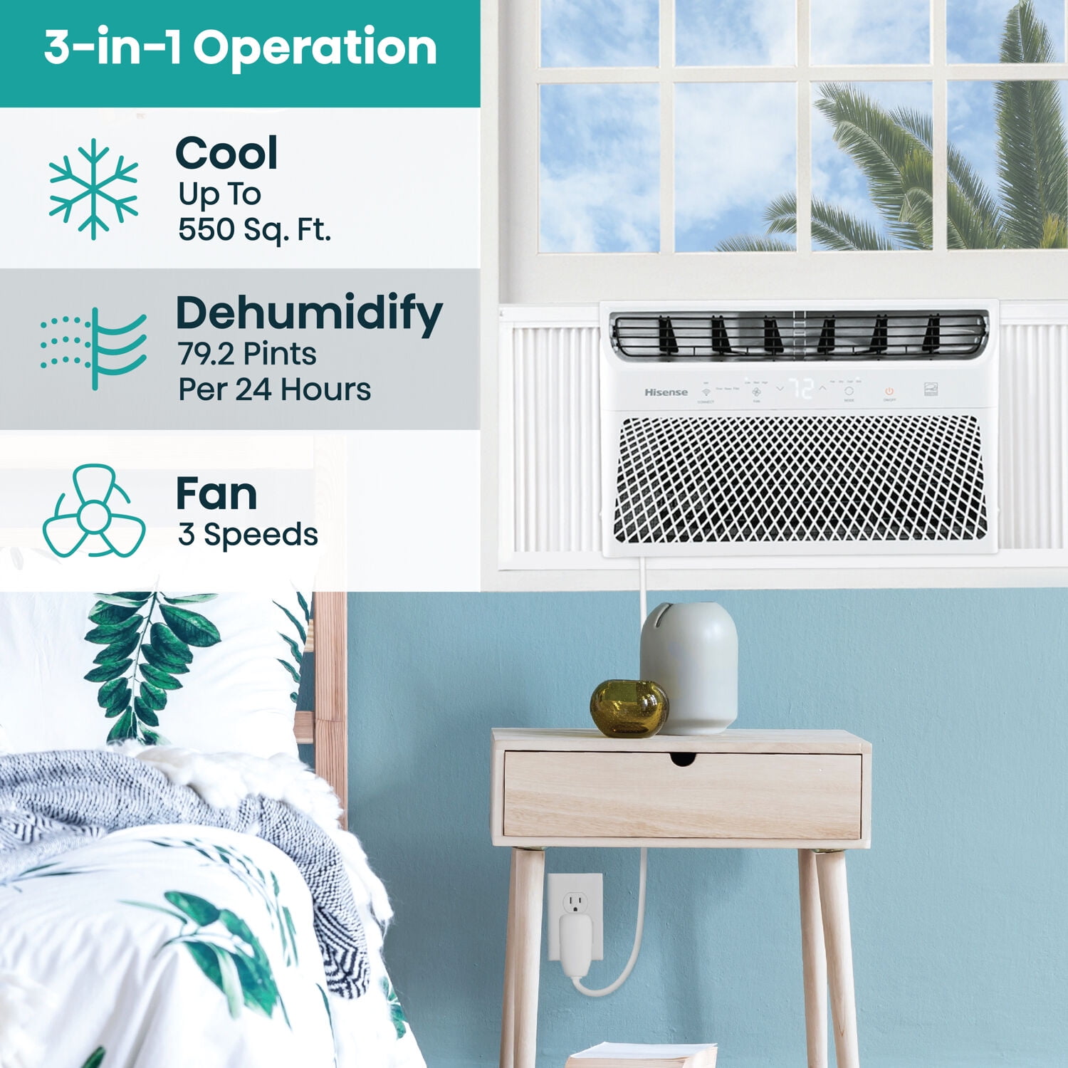 Hisense 10,000 BTU 450 Sq ft Smart Window Air Conditioner with Wi-fi and Remote Control, AHW1022CW1W - Image 5
