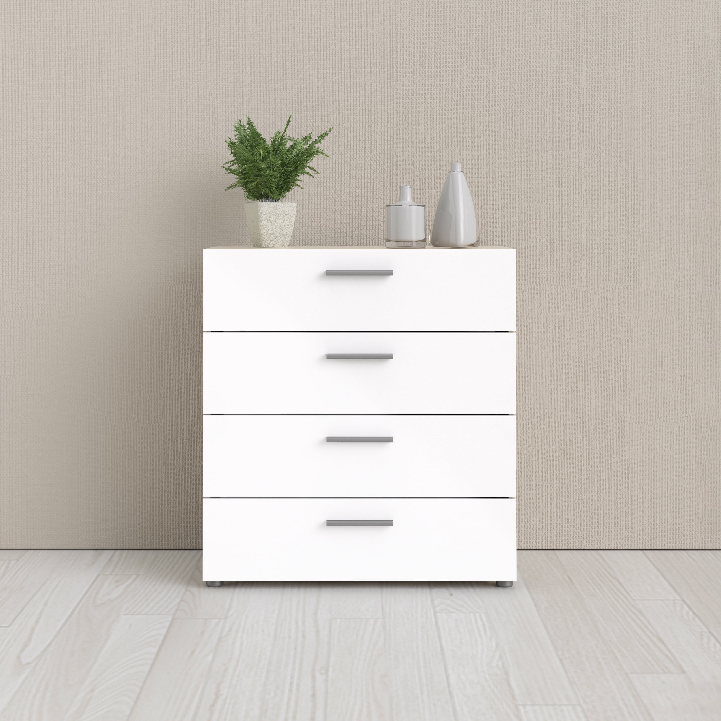 Tvilum Loft 4 Drawer Chest Dresser for Adults, Oak Structure/White High Gloss - Image 12