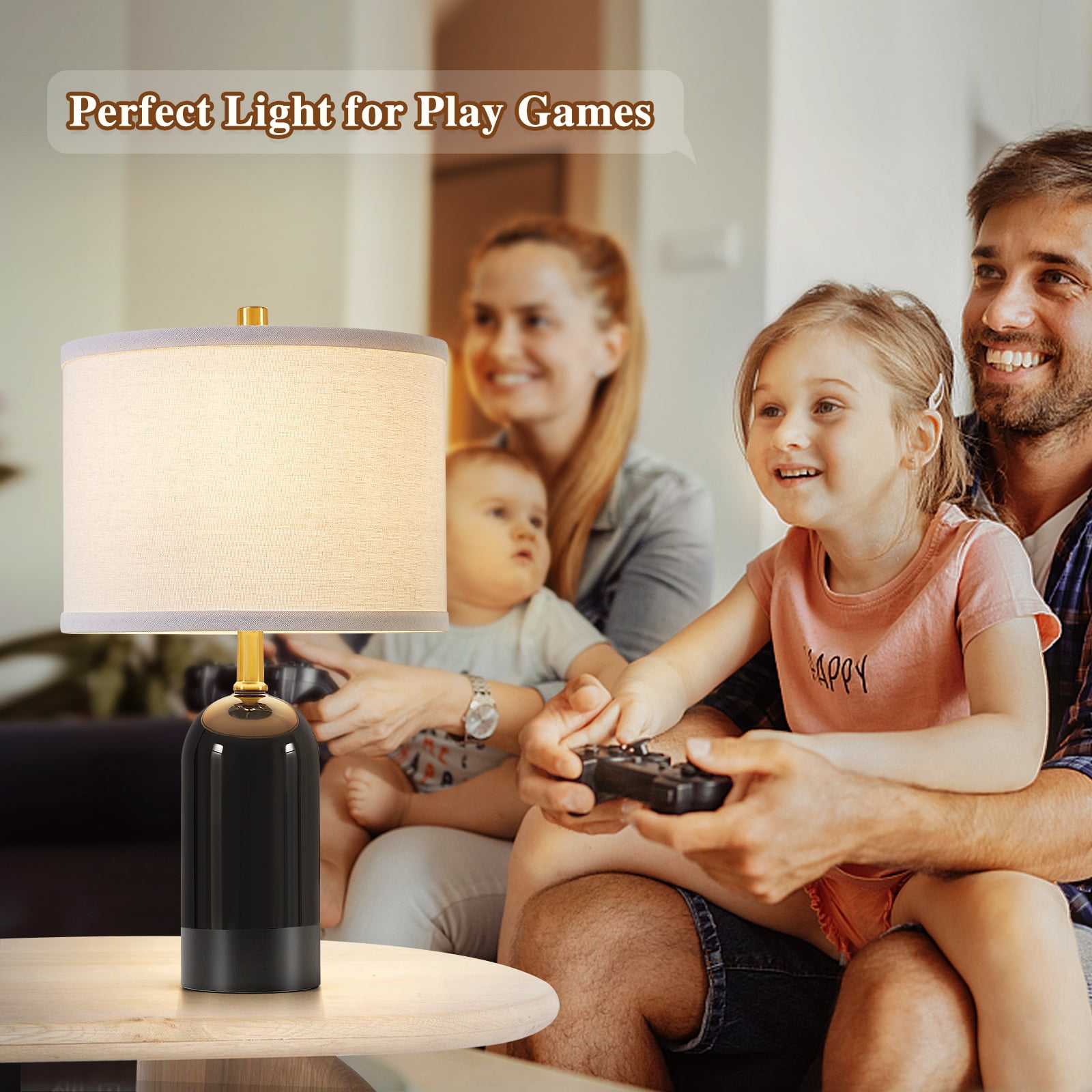 NATYSWAN Modern Ceramic Table lamp Set of 2, 3 Color Temperature Bedside lamp 21.5" Tall Nightstand Lamp End Table Lamps for Living Room Bedroom (Bulbs Included) - Image 2