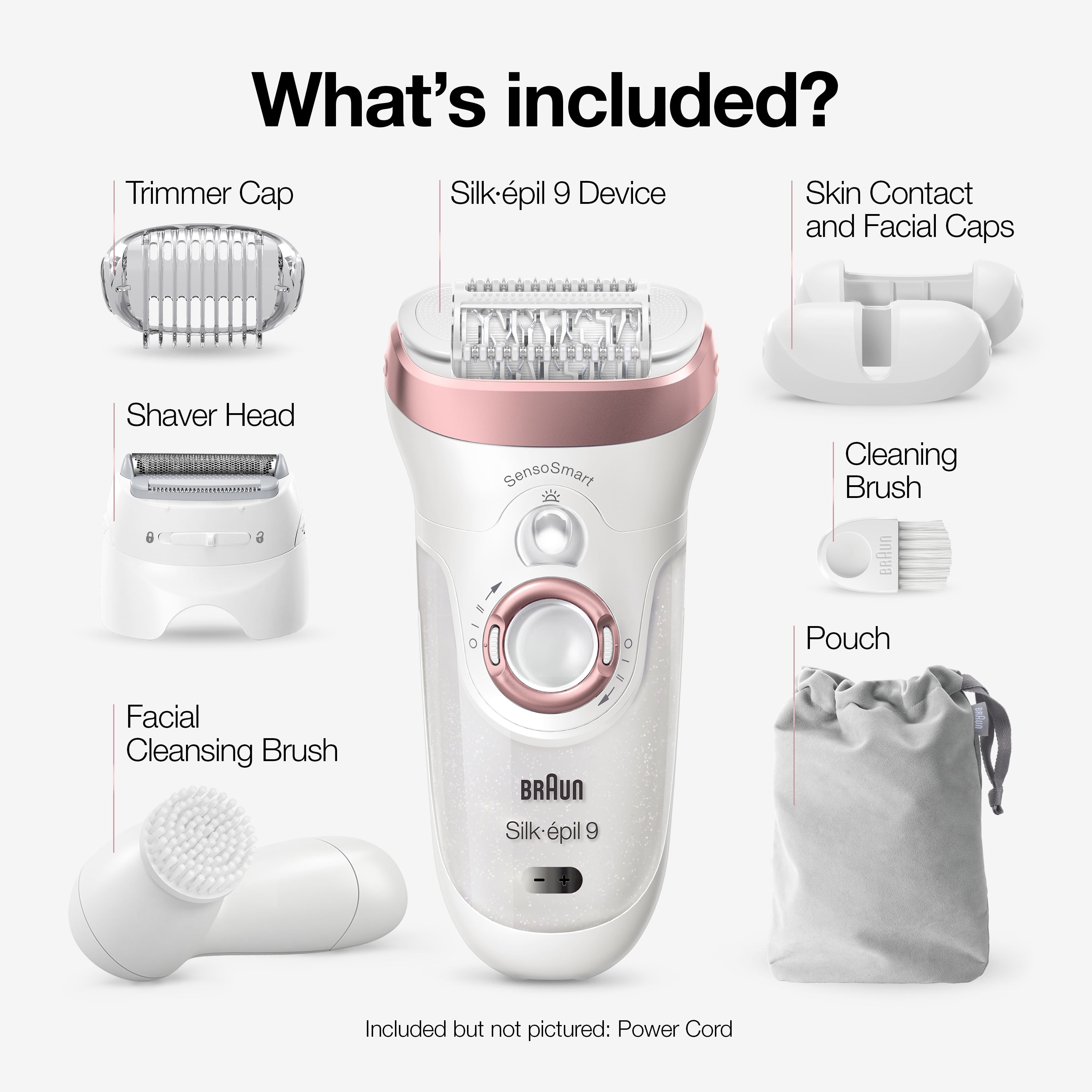 Braun Epilator for Women, Silk-epil 9 9-880 for Hair Removal, Wet & Dry, Facial Cleansing Brush, Women Shaver & Trimmer, Cordless, Rechargeable, Beauty Kit White/Rose Gold - Image 5