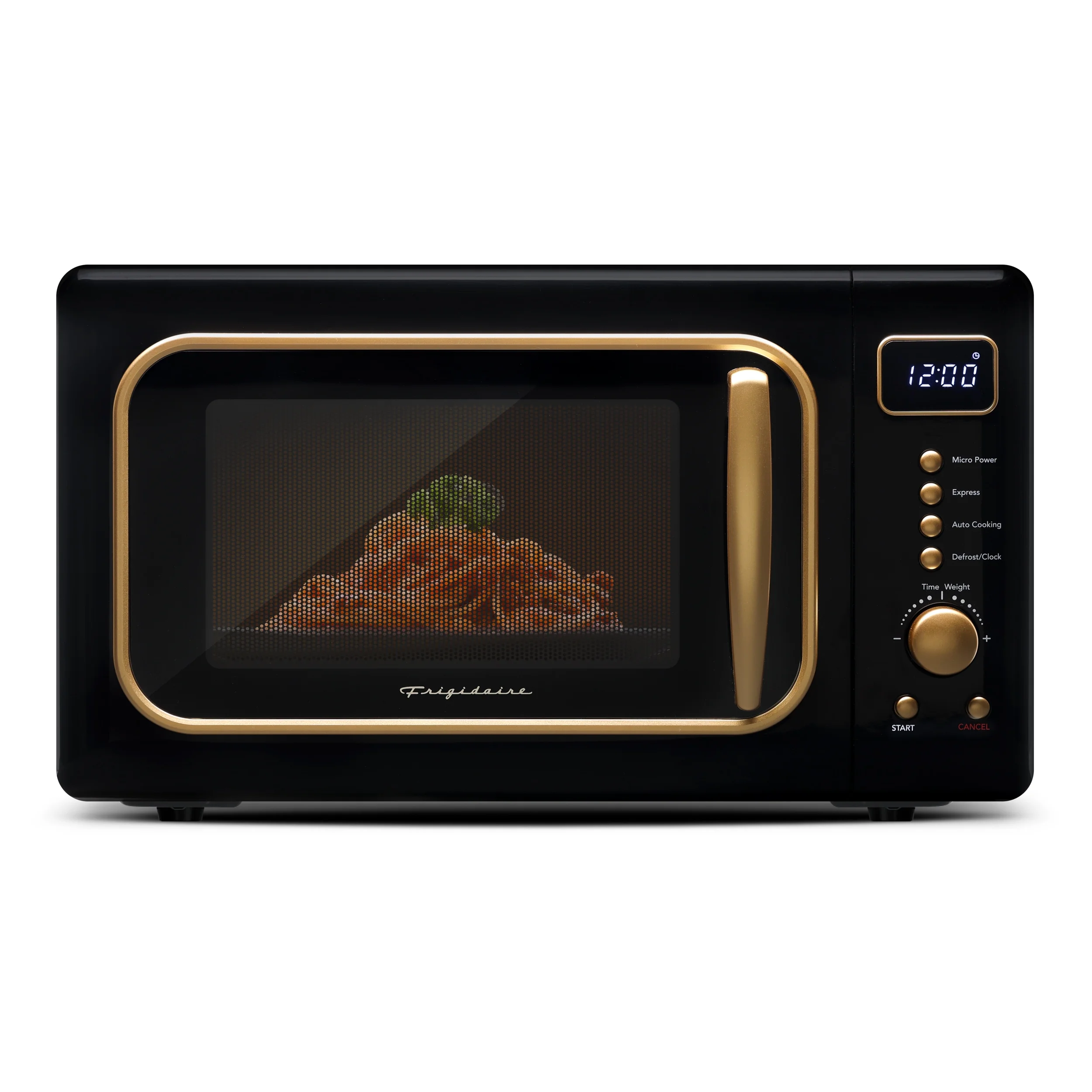 Frigidaire 0.7 Cu. Ft. Retro Countertop Microwave Oven, Black and Gold - Image 3