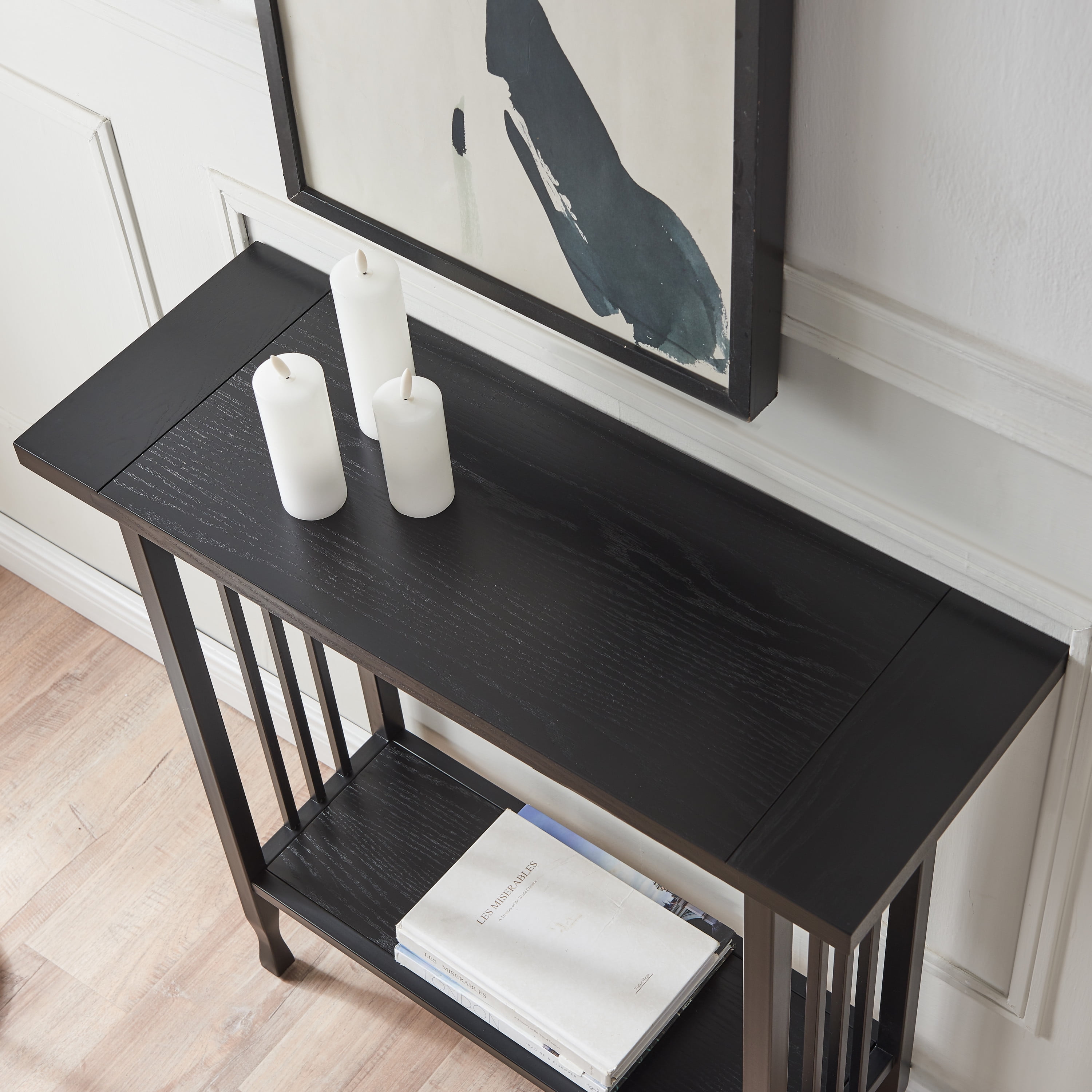 Leick Home Ironcraft Rustic Console Table with Shelf, Black Wash - Image 5