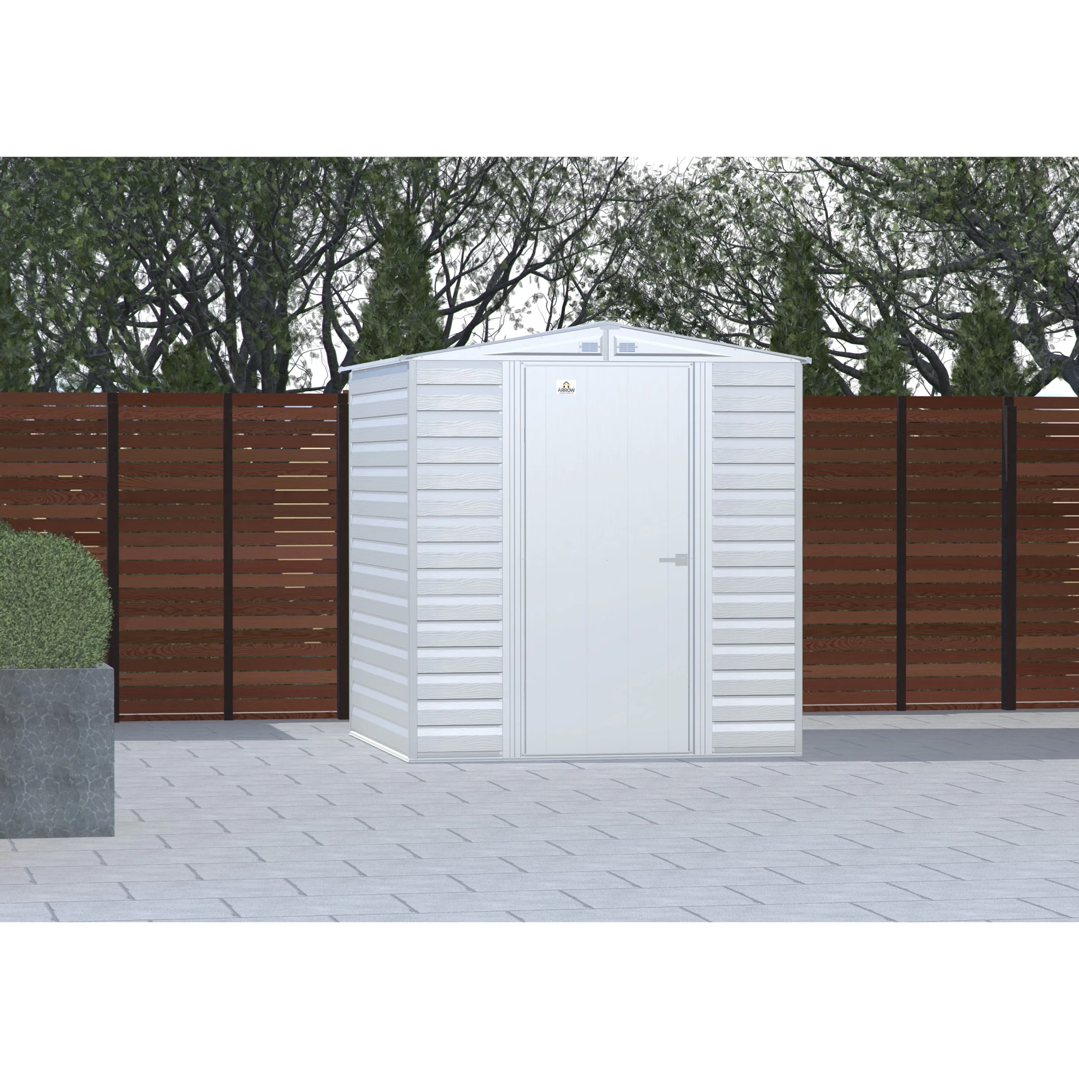 Arrow Select 6 x 7 x 7 ft Flute Grey Steel Storage Shed - Image 14